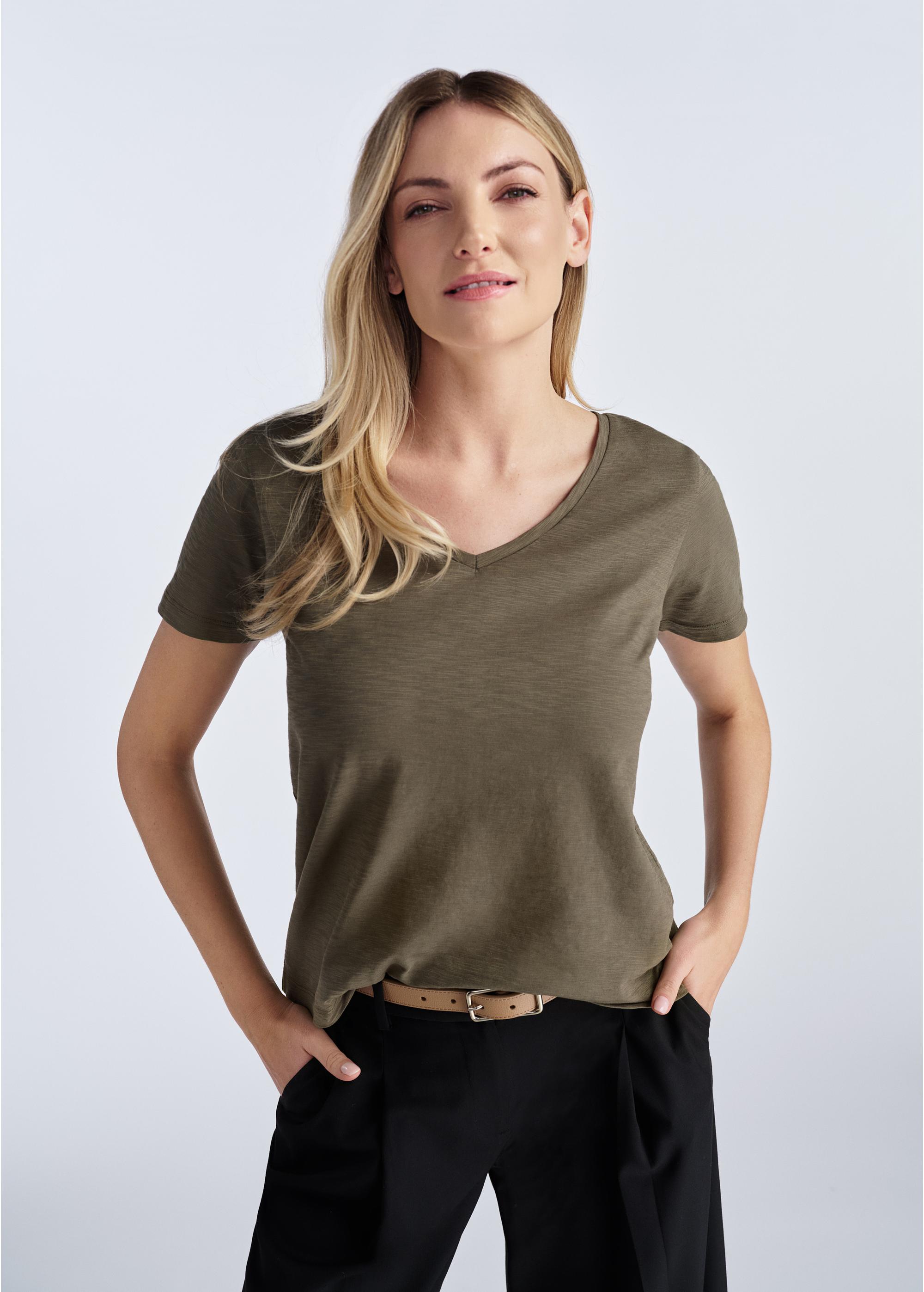 Cotton T-shirt women khaki TSHDT-0135-55(W25)-01