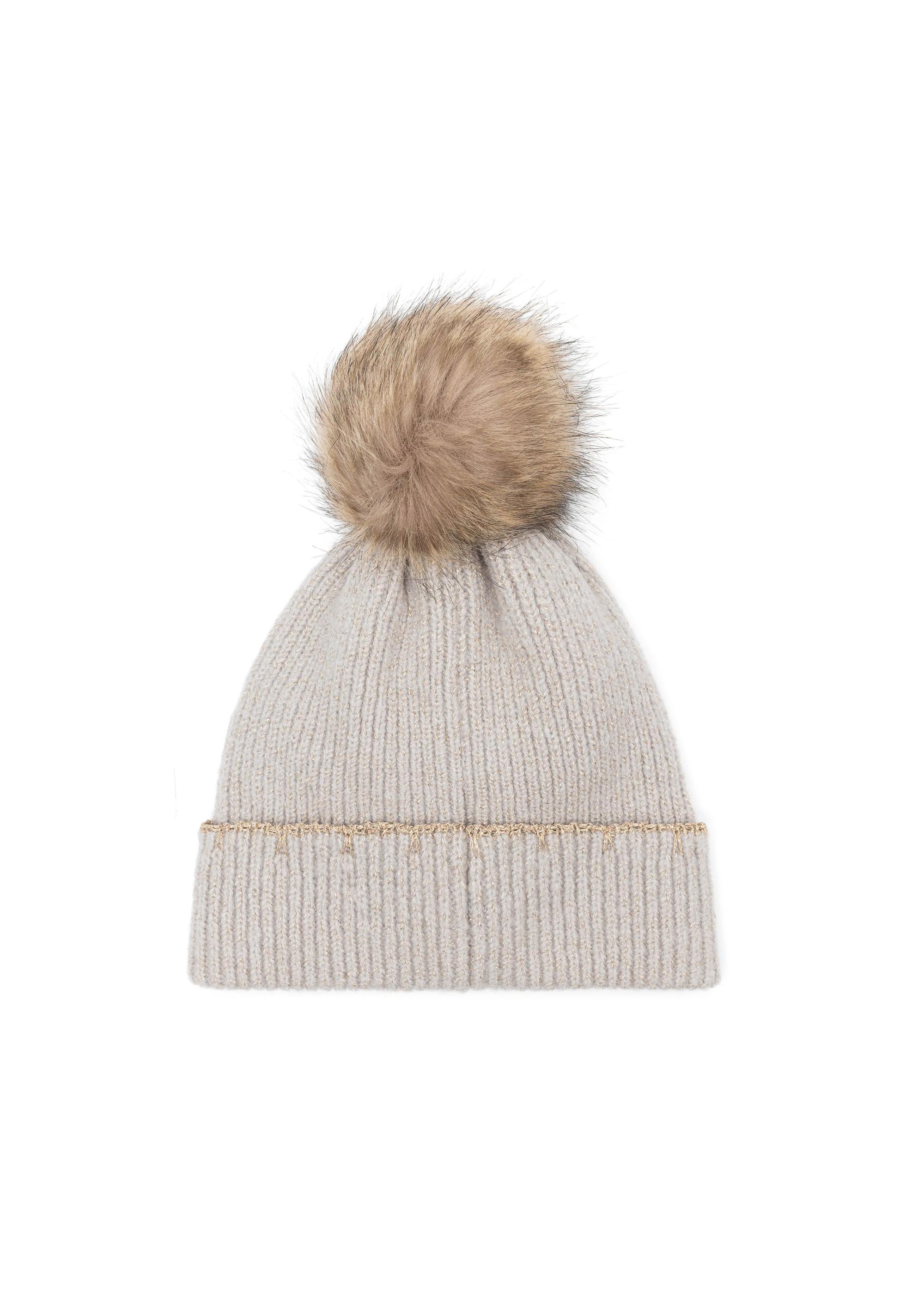 Light gray women's winter hat CZADT-0200-91(Z24)-02