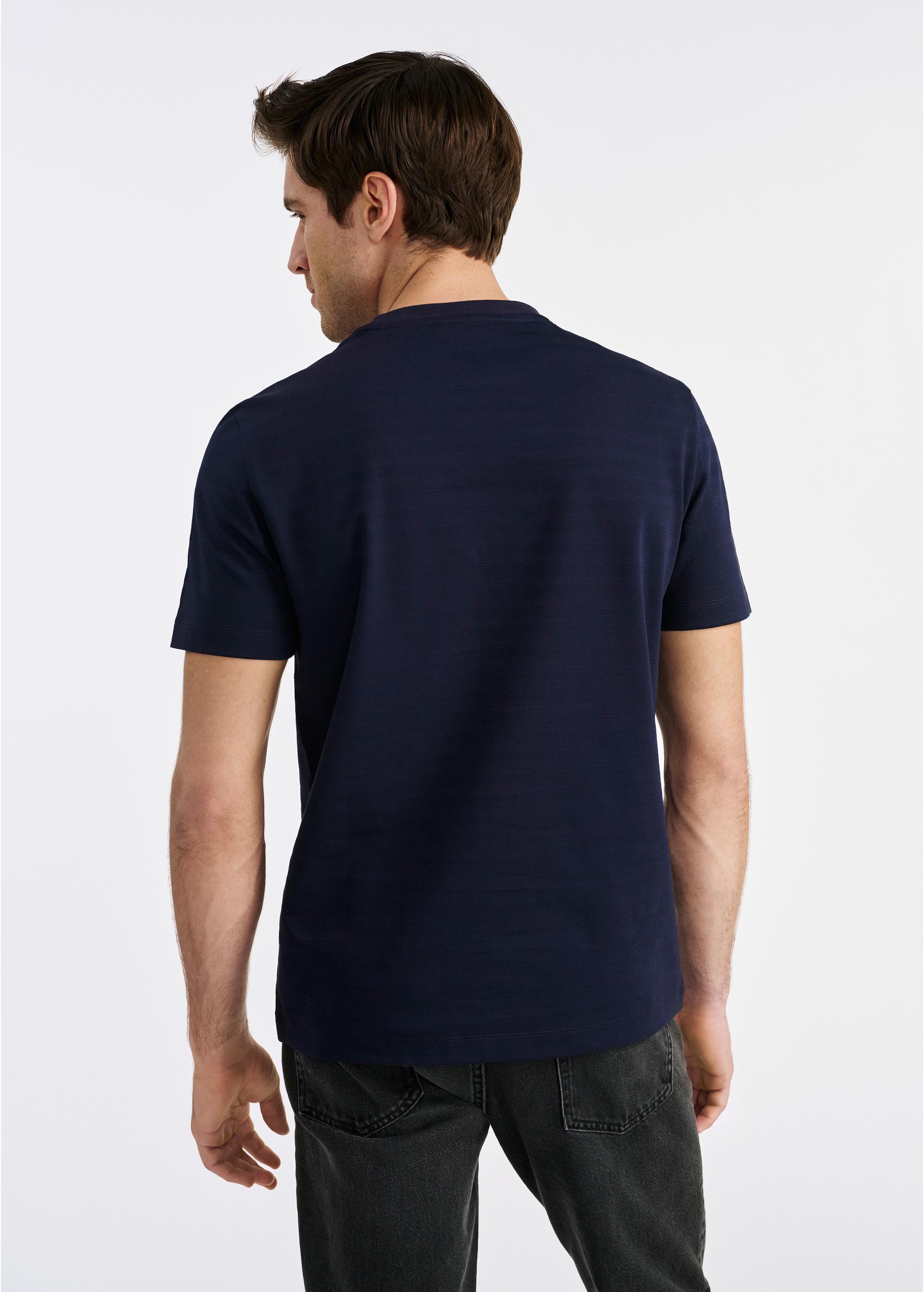 Navy blue men's cotton T-shirt TSHMT-0119-69(W25)-03