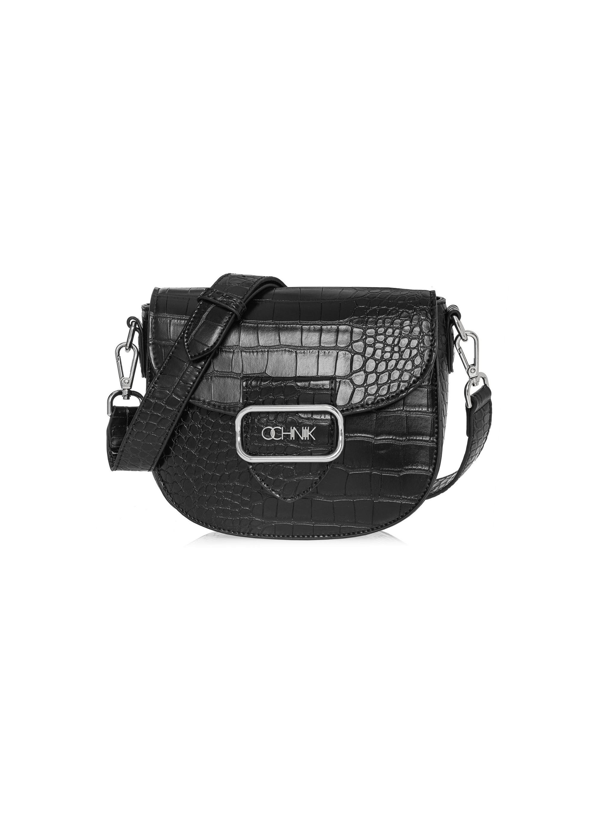 Black women's messenger bag with embossing TOREC-0880A-97(W25)-01