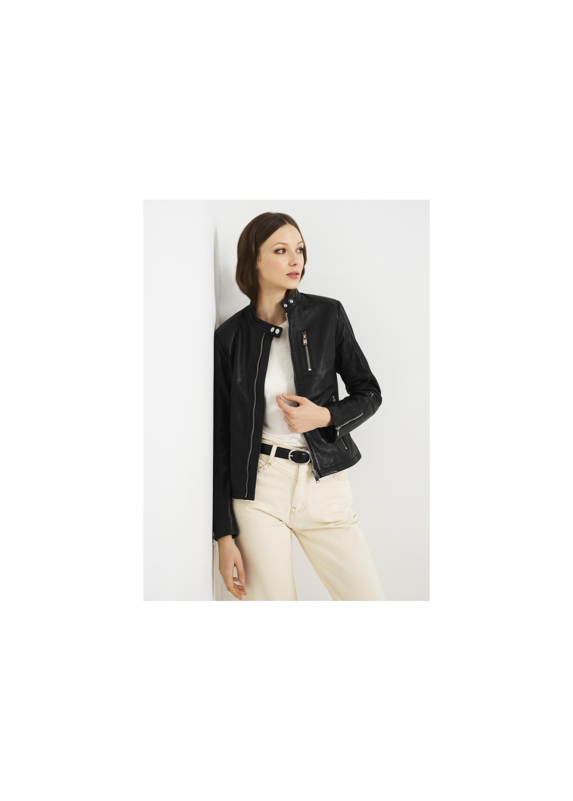 Women's black jacket with zipper KURDS-0345-5427(W23)-02