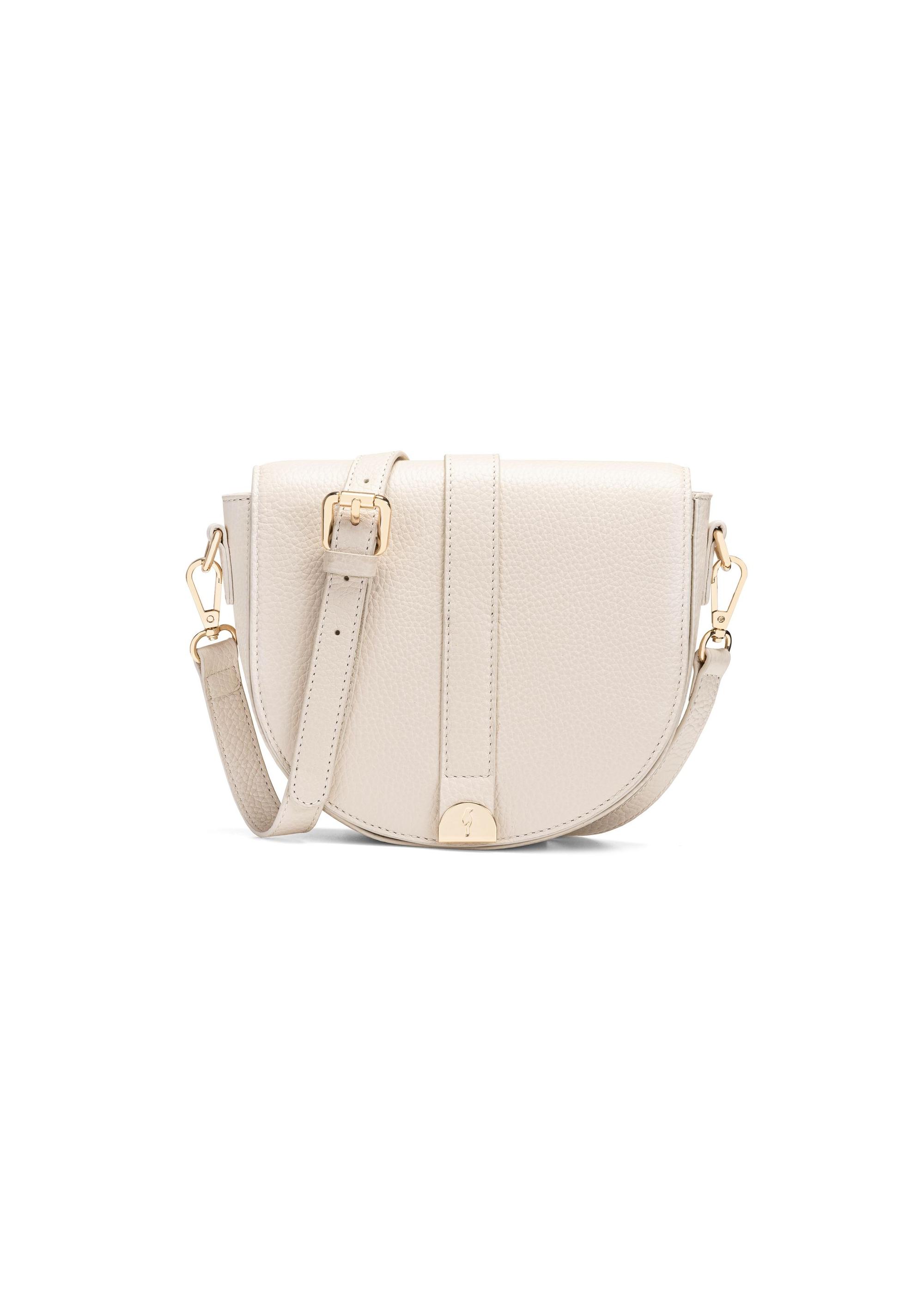 Cream leather semicircular handbag TORES-0979C-12(W25)-01