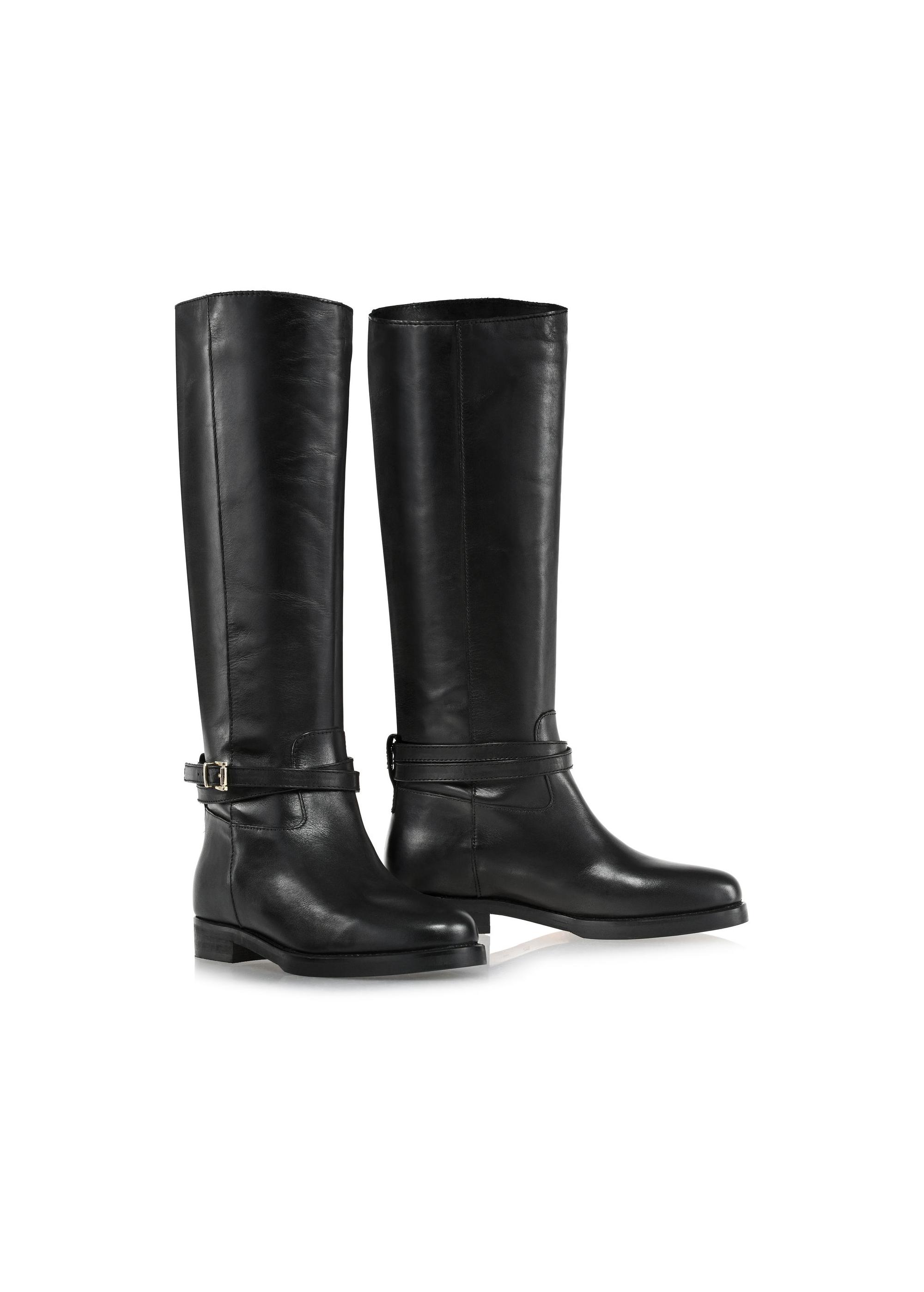 Black leather women's riding boots BUTYD-1089-99(Z24)-02