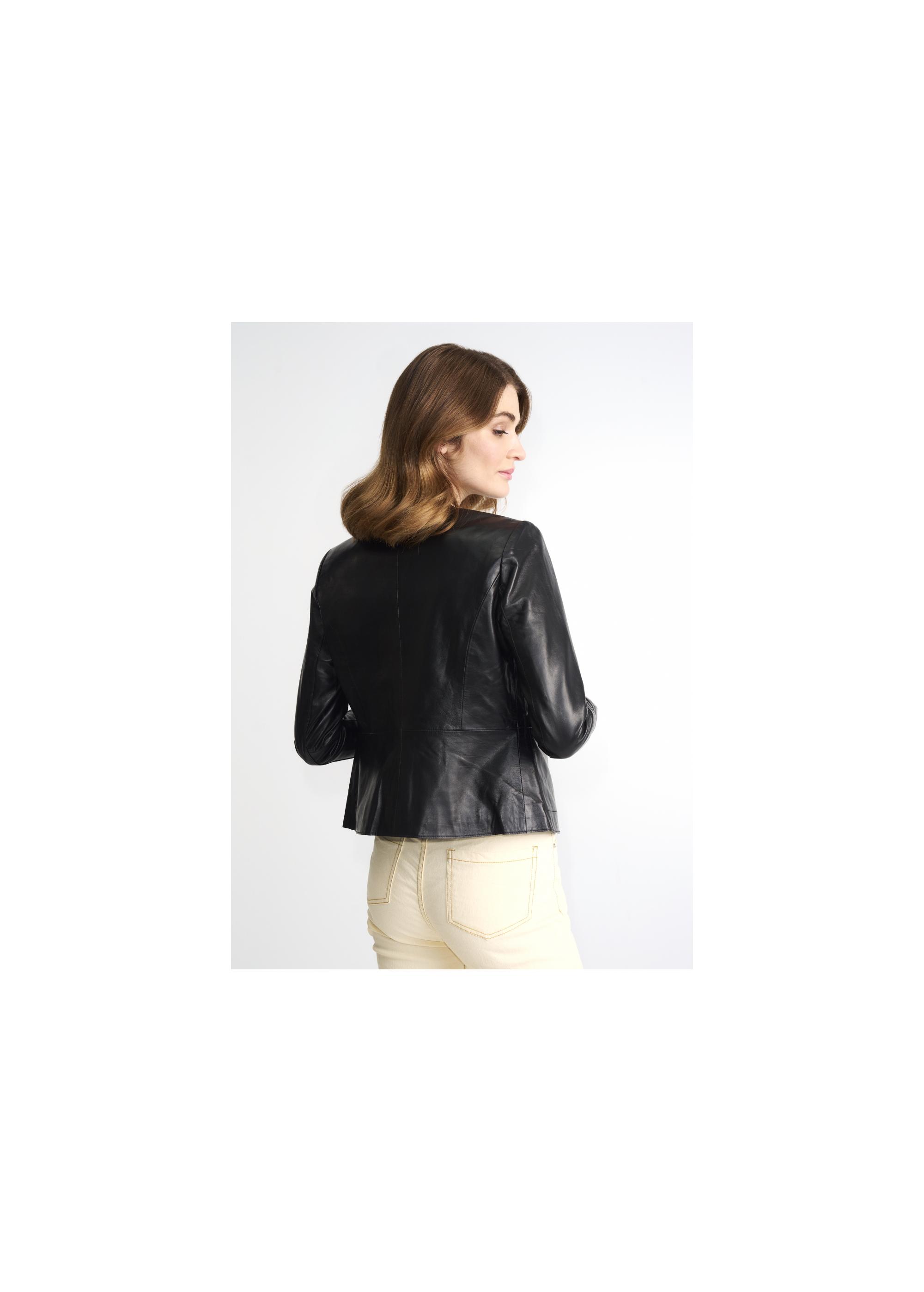 Women's classic black leather jacket KURDS-0232-4229(Z23)-06