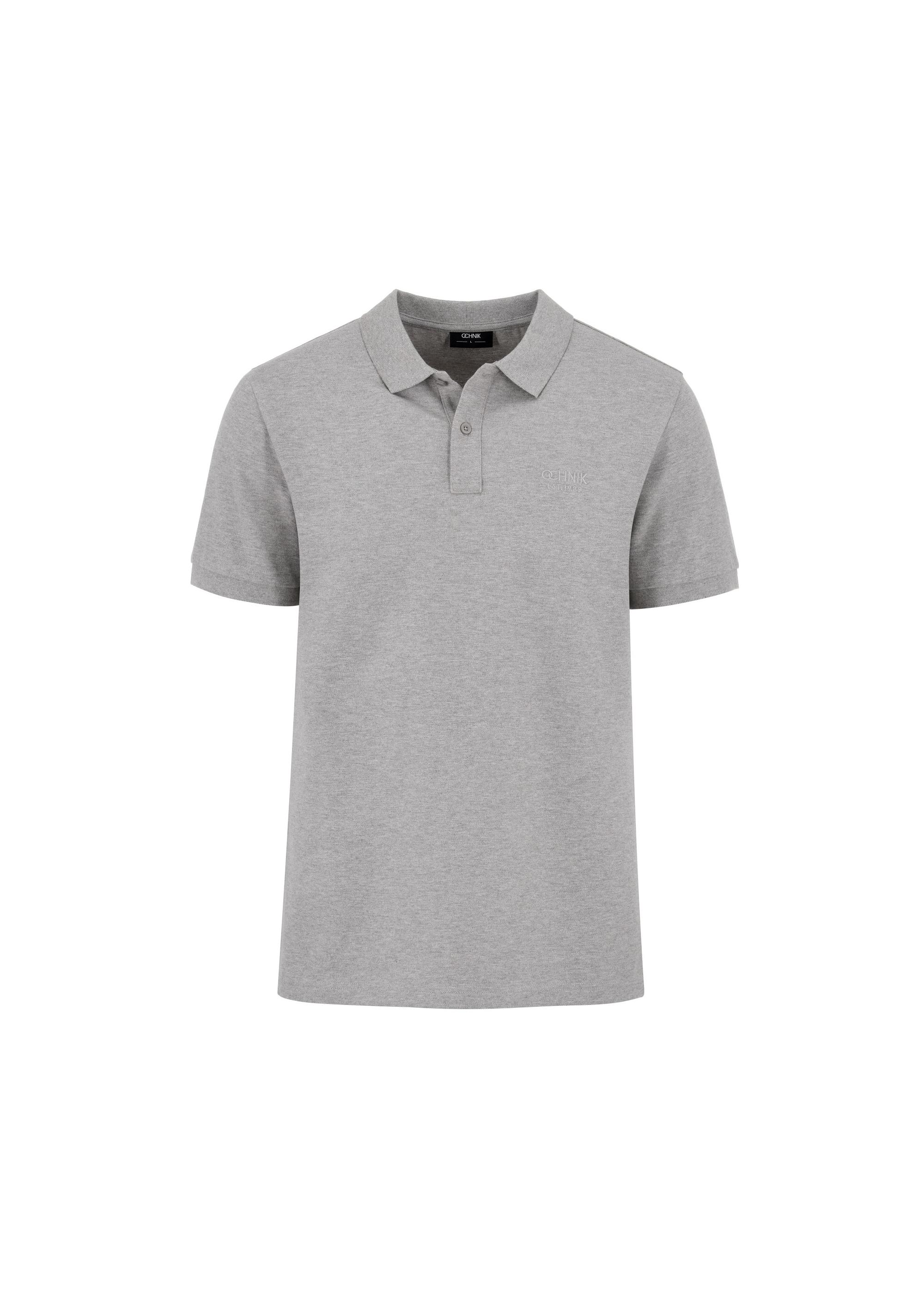 Grey men's polo shirt POLMT-0070-91(W24)-04