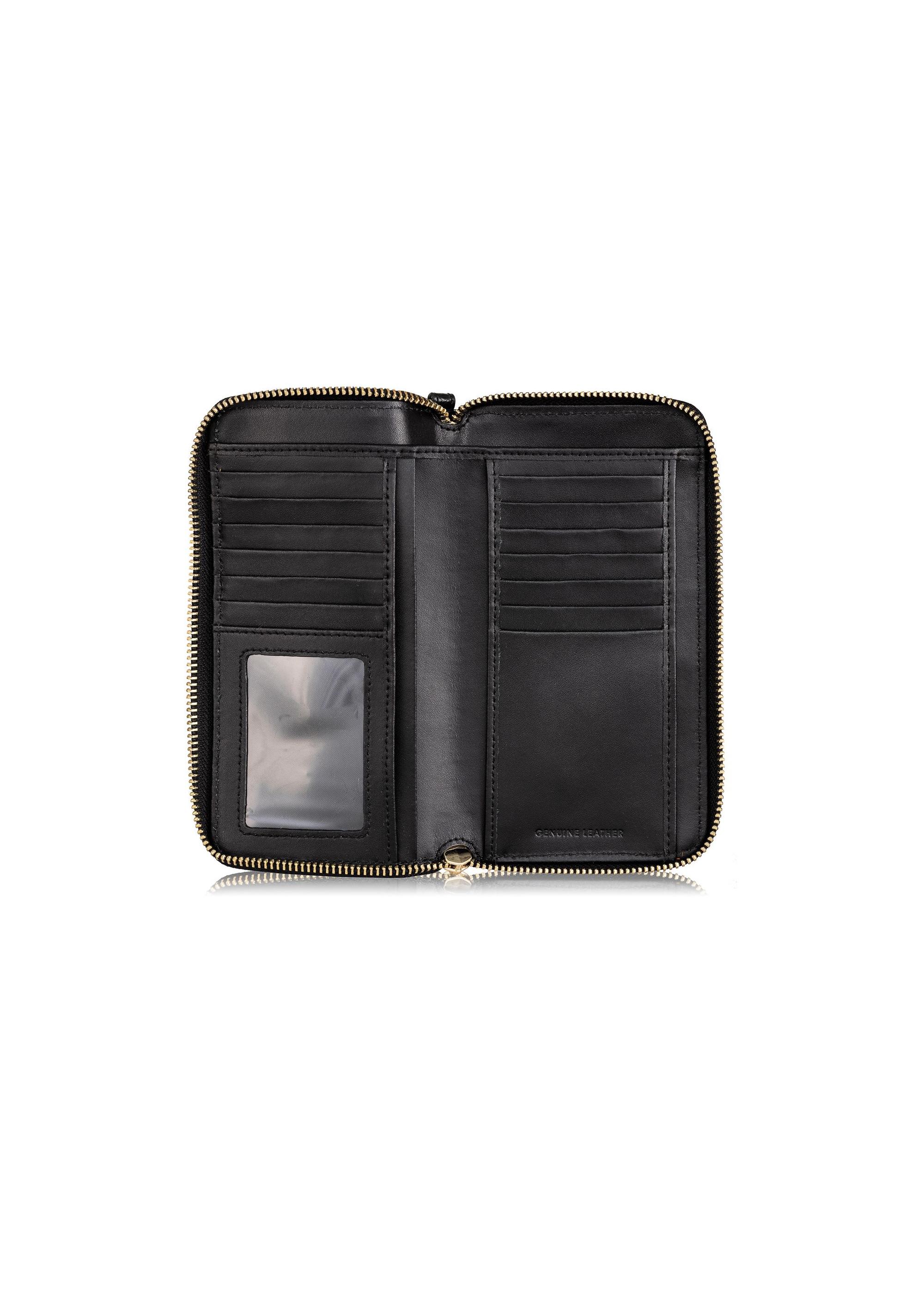 Black leather women's belt wallet PORES-0897-99(W24)-04