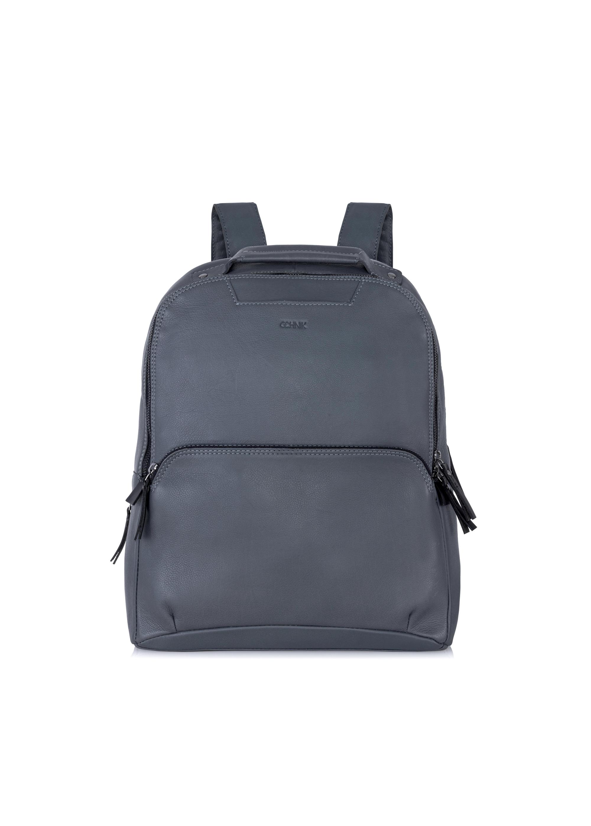 Gray leather men's backpack TORMS-0405-95(Z23)-01