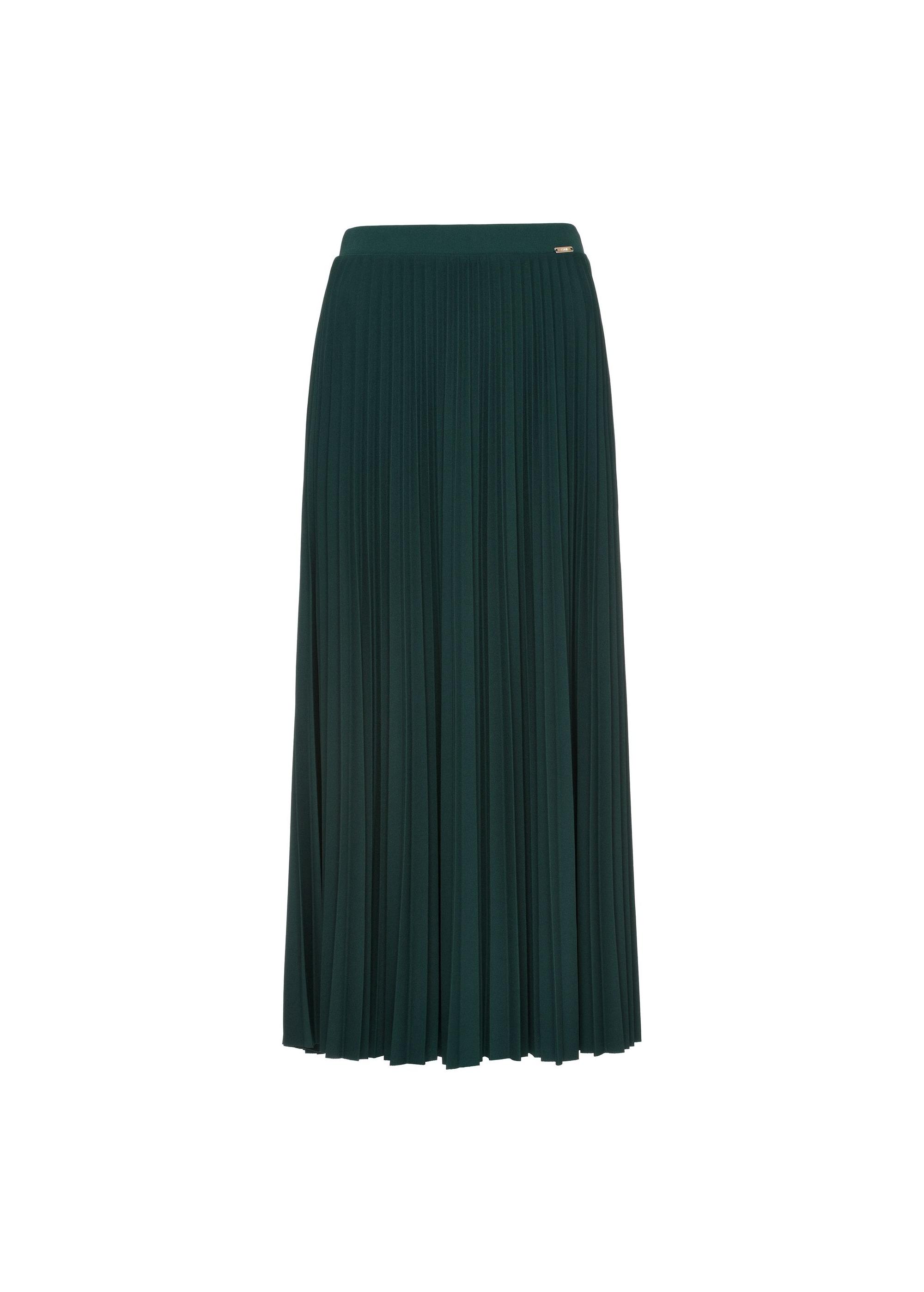 Dark green women's pleated skirt SPCDT-0096-54(Z24)-04