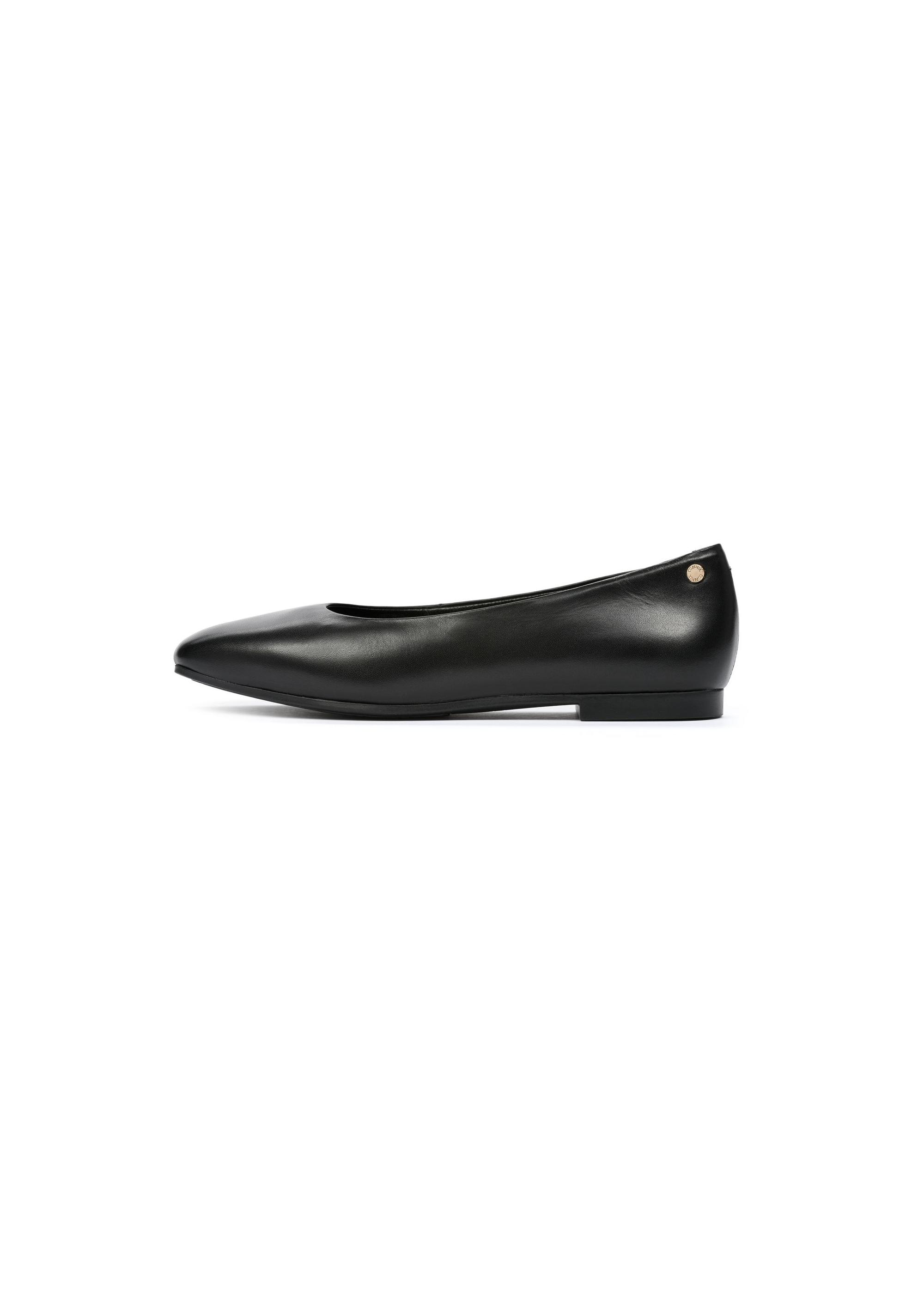 Black leather women's ballet flats BUTYD-1144-99(W25)-06