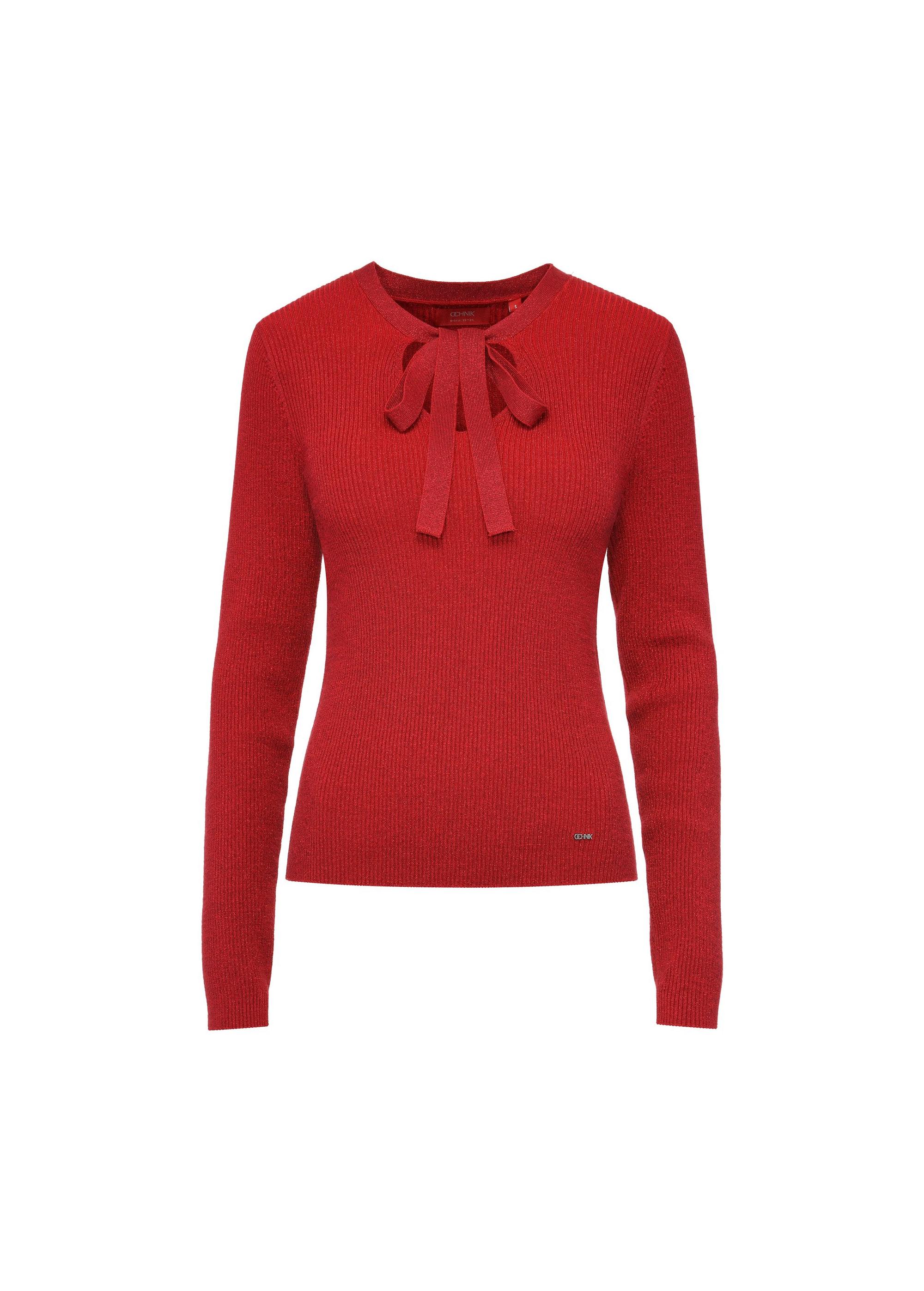 Red fitted women's sweater SWEDT-0216-42(Z24)