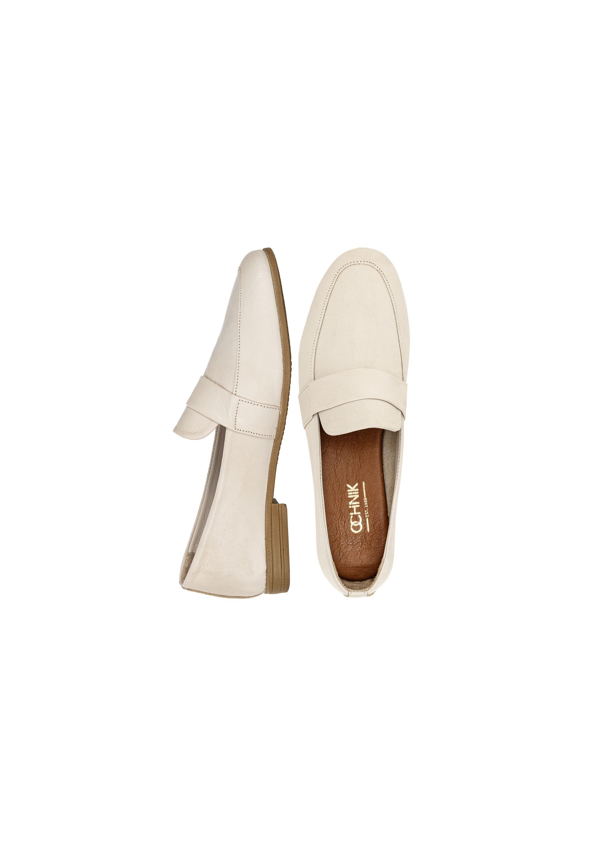 Women's cream leather moccasins BUTYD-1074-12(W24)-05