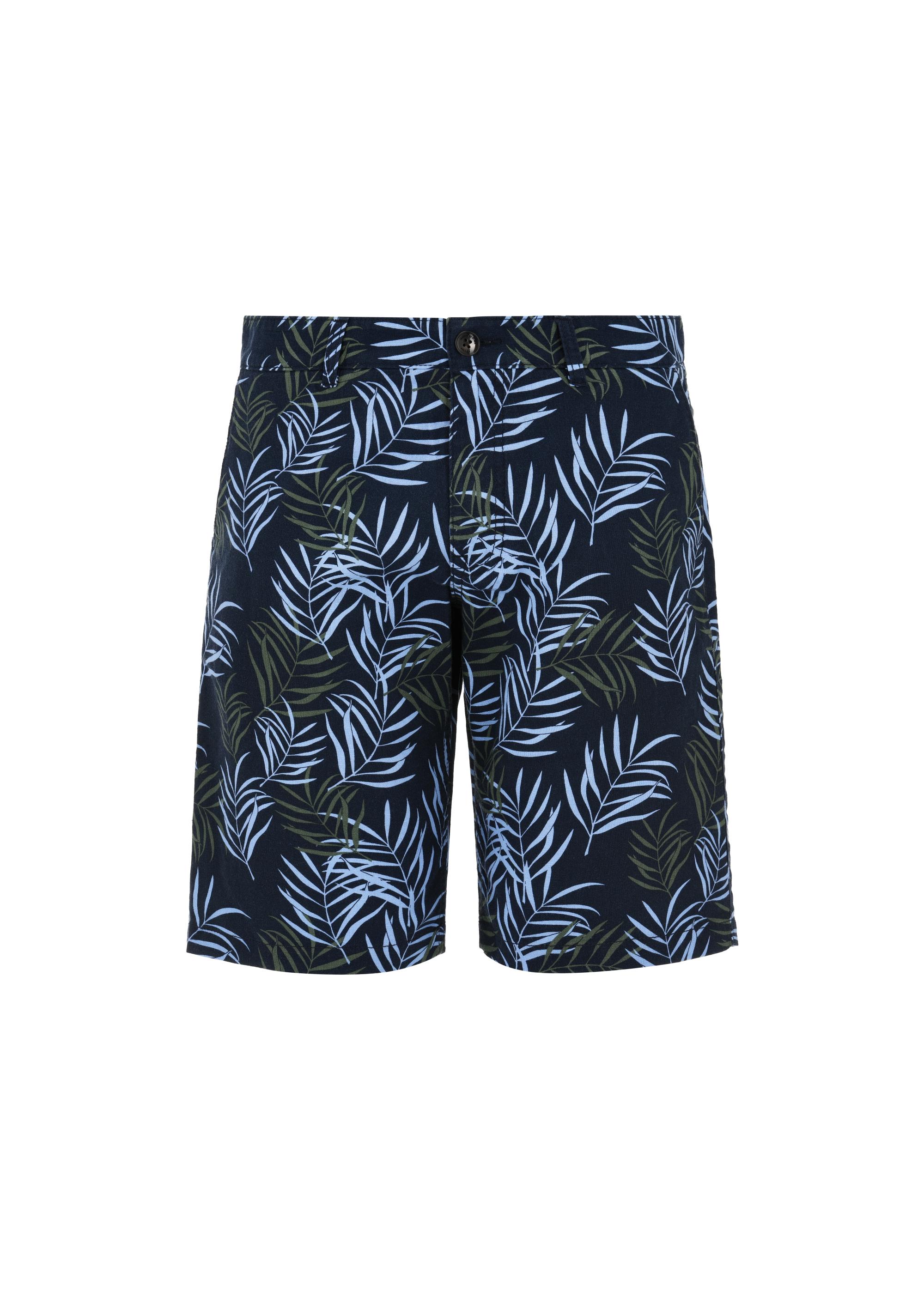 Navy blue linen shorts for men SZOMT-0030-69(W24)-03