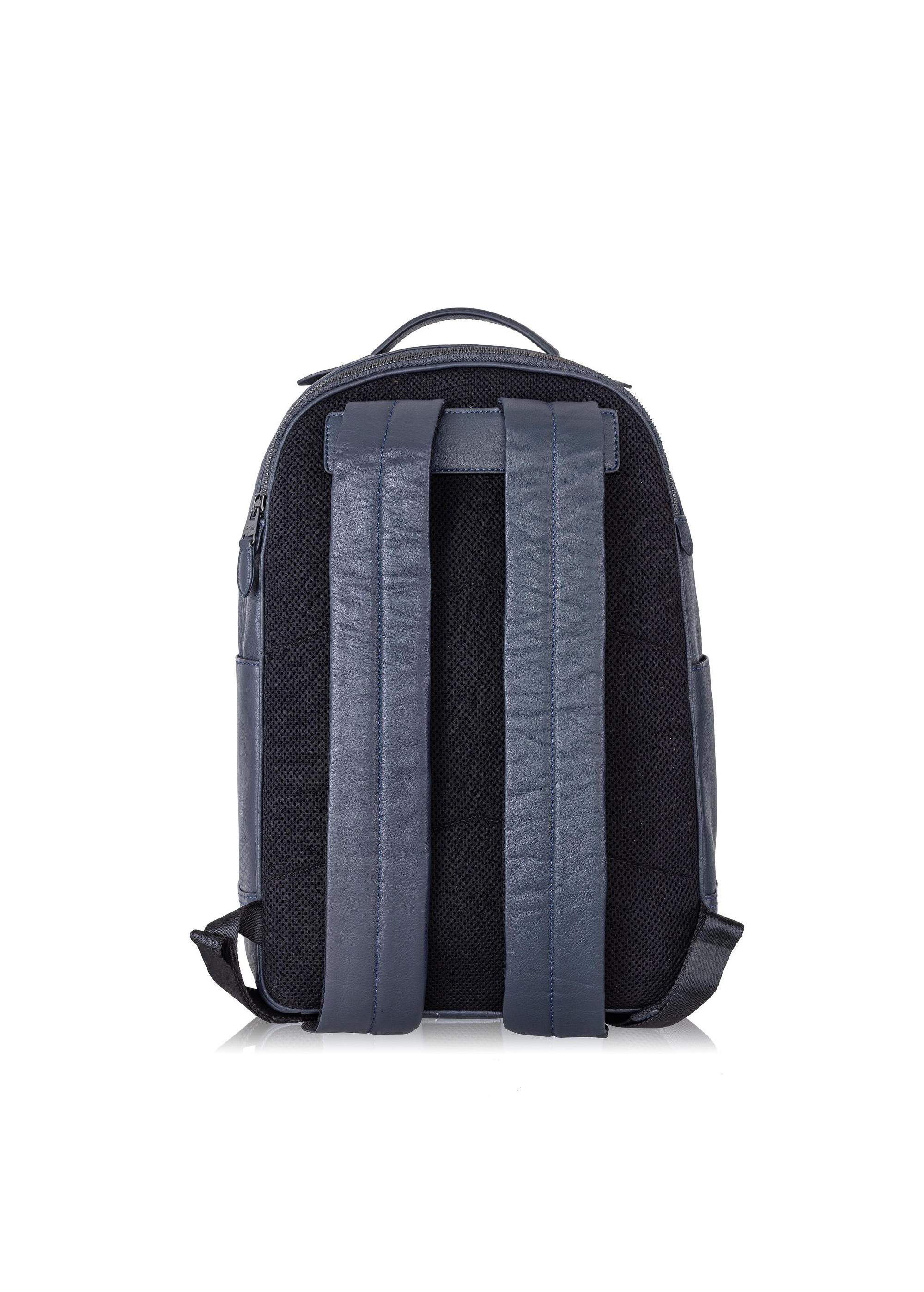 Navy blue leather men's backpack PLCMS-0018-69(W24)-03