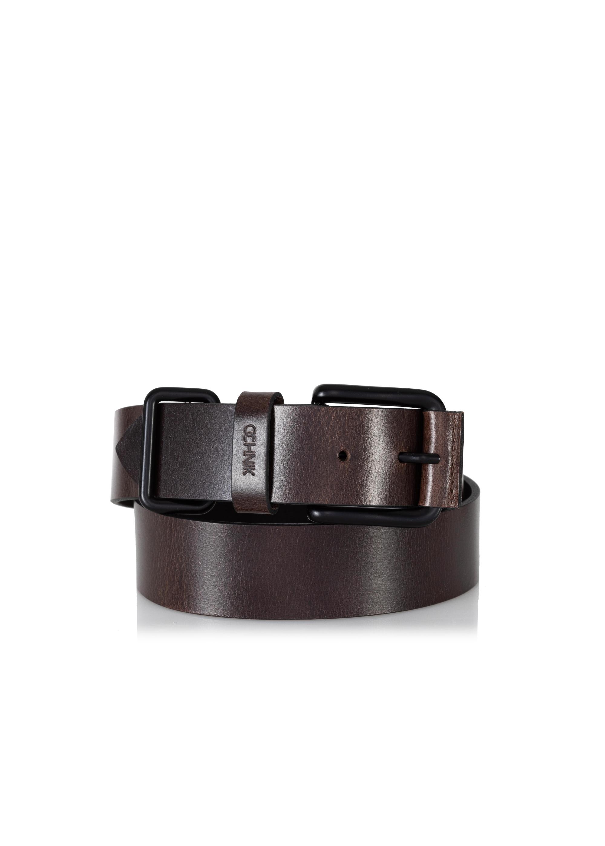 Dark brown leather men's belt PASMS-0241-89(Z24)-01