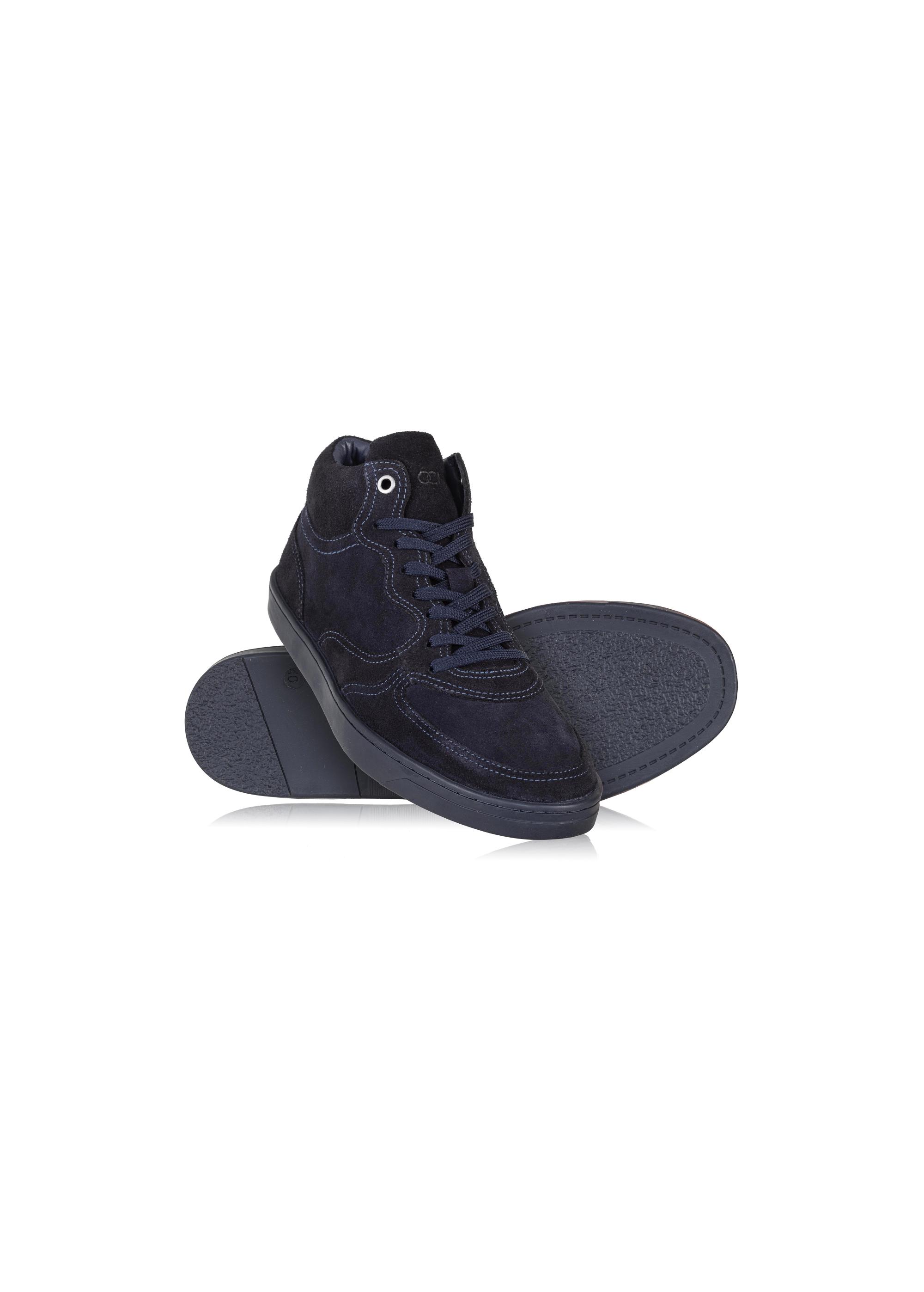 Men's navy blue leather sneakers BUTYM-0446-69(Z23)-04