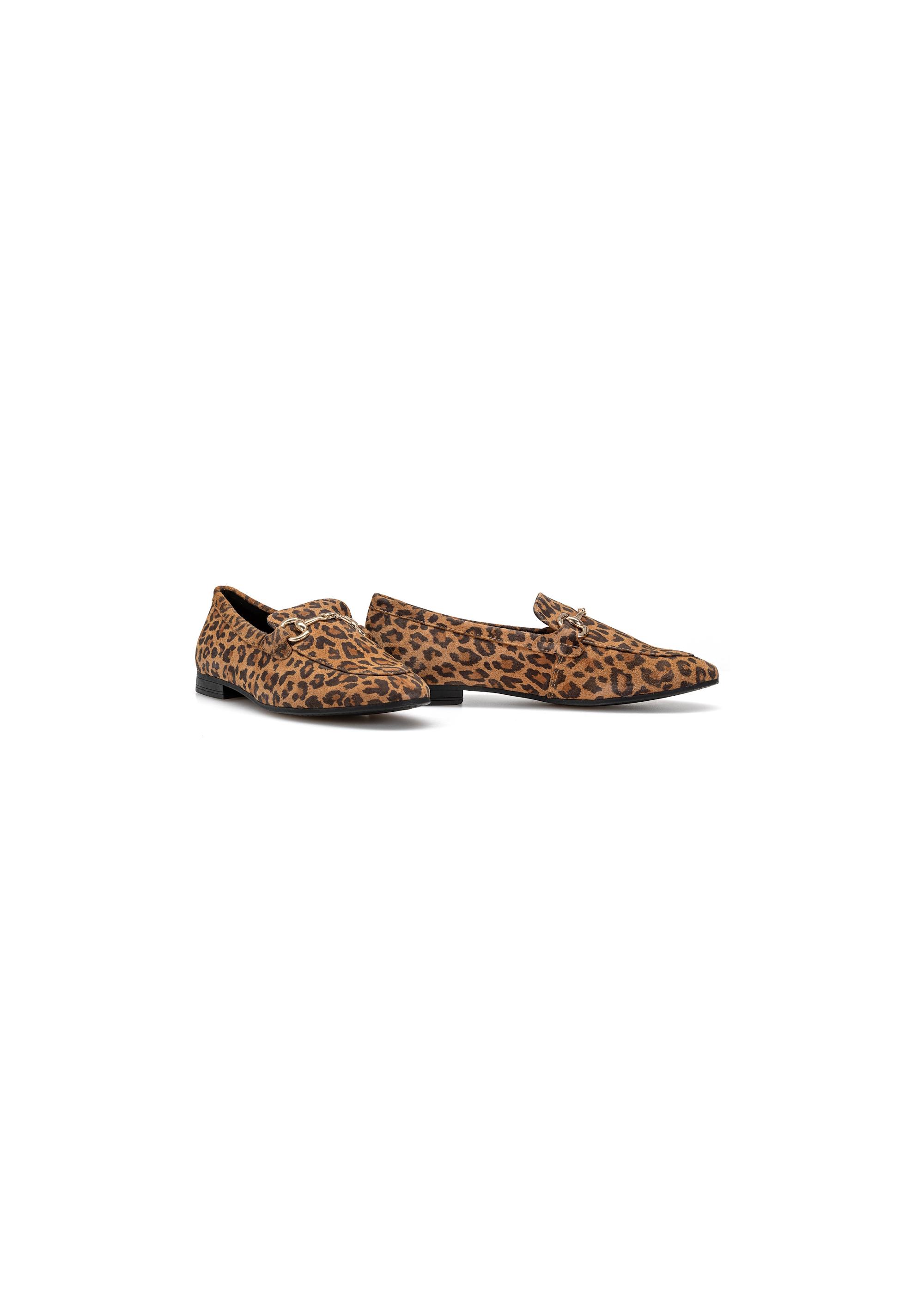 Women's leather loafers in leopard print BUTYD-1181-86(W25)-02