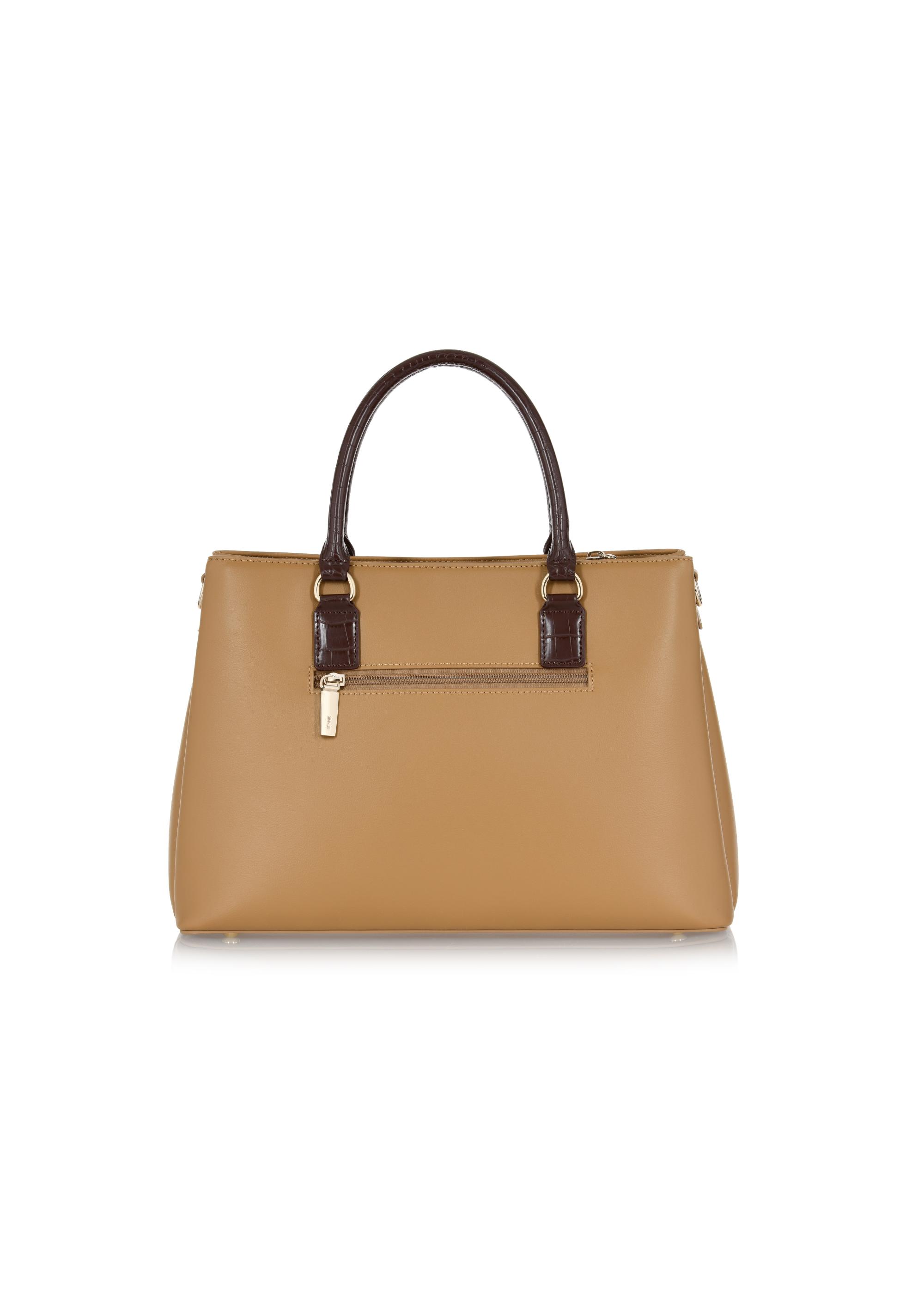 Beige imitation leather shopper bag TOREC-0892-81(W24)-02