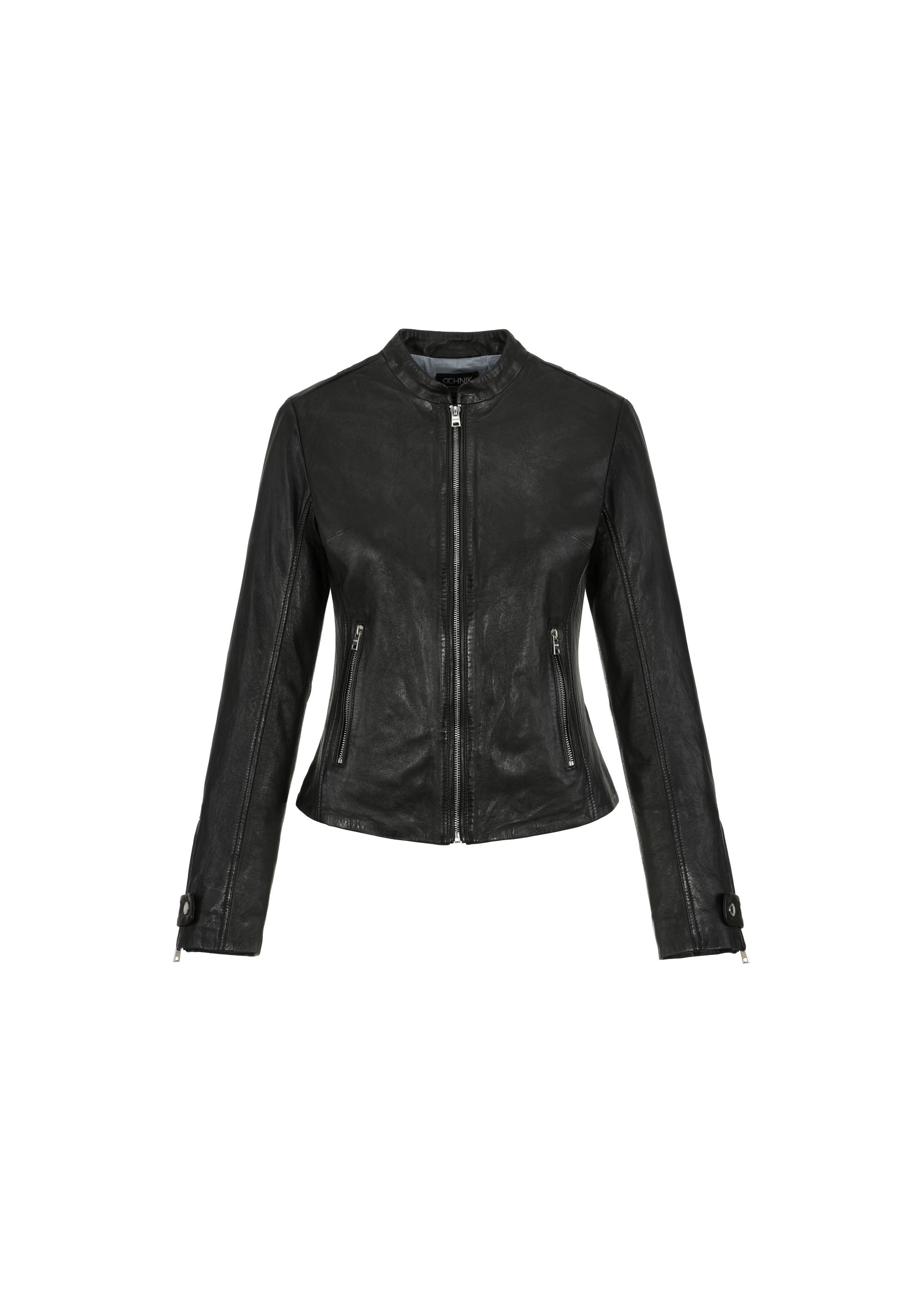 Women's black leather jacket KURDS-0473-1351(W24)-03