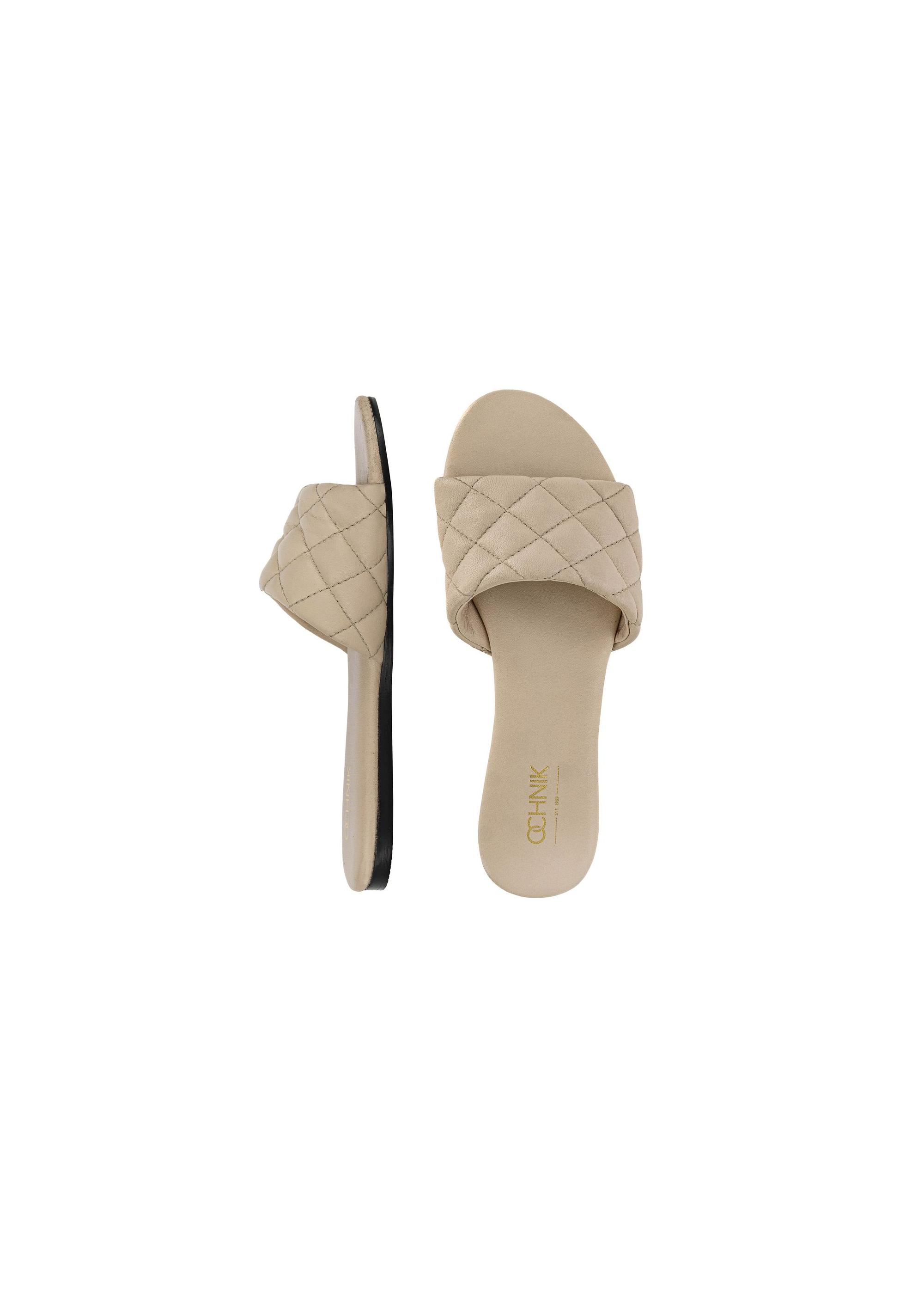 Leather beige quilted flip-flops BUTYD-1066-81(W24)-05