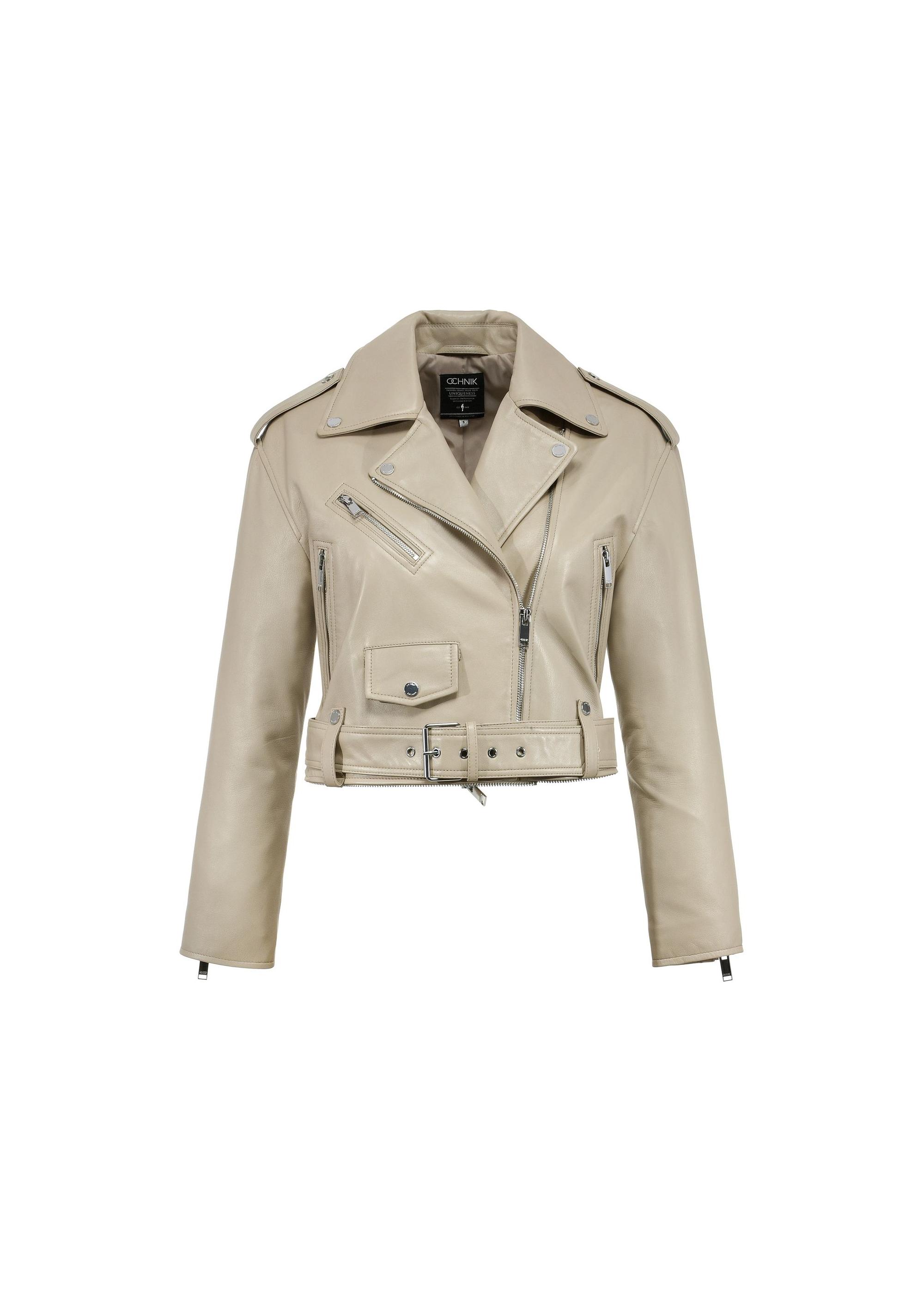 Beige women's leather jacket 2 in 1 KURDS-0514-2839(W25)-06