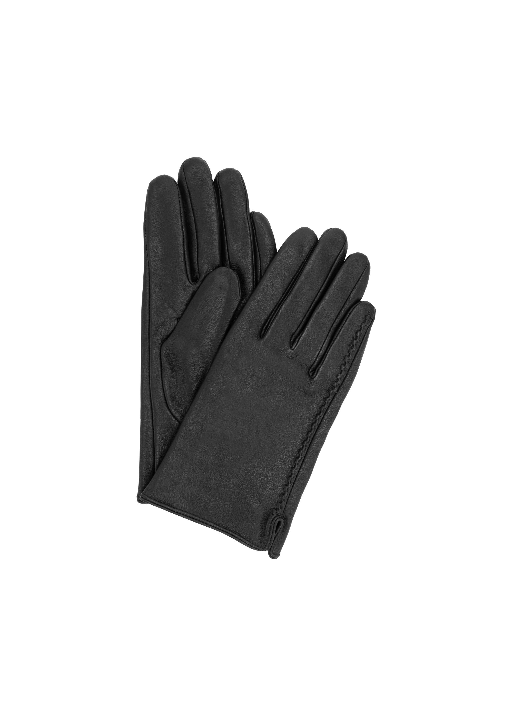 Men's navy blue leather gloves REKMS-0001-68(Z24)-01