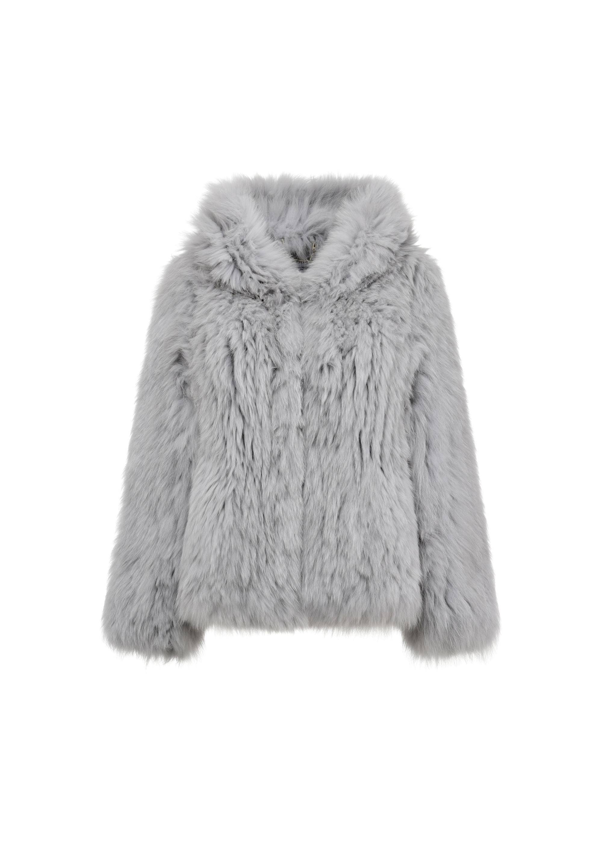 Gray natural women's fur coat FUTDF-0105-5460(Z24)-05