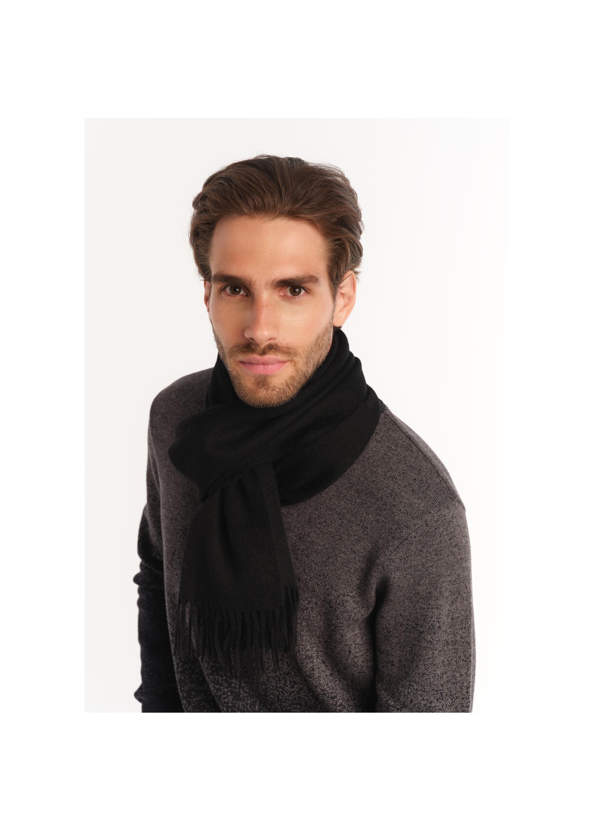 Men's black wool scarf SZAMT-0034-99(Z24)-01