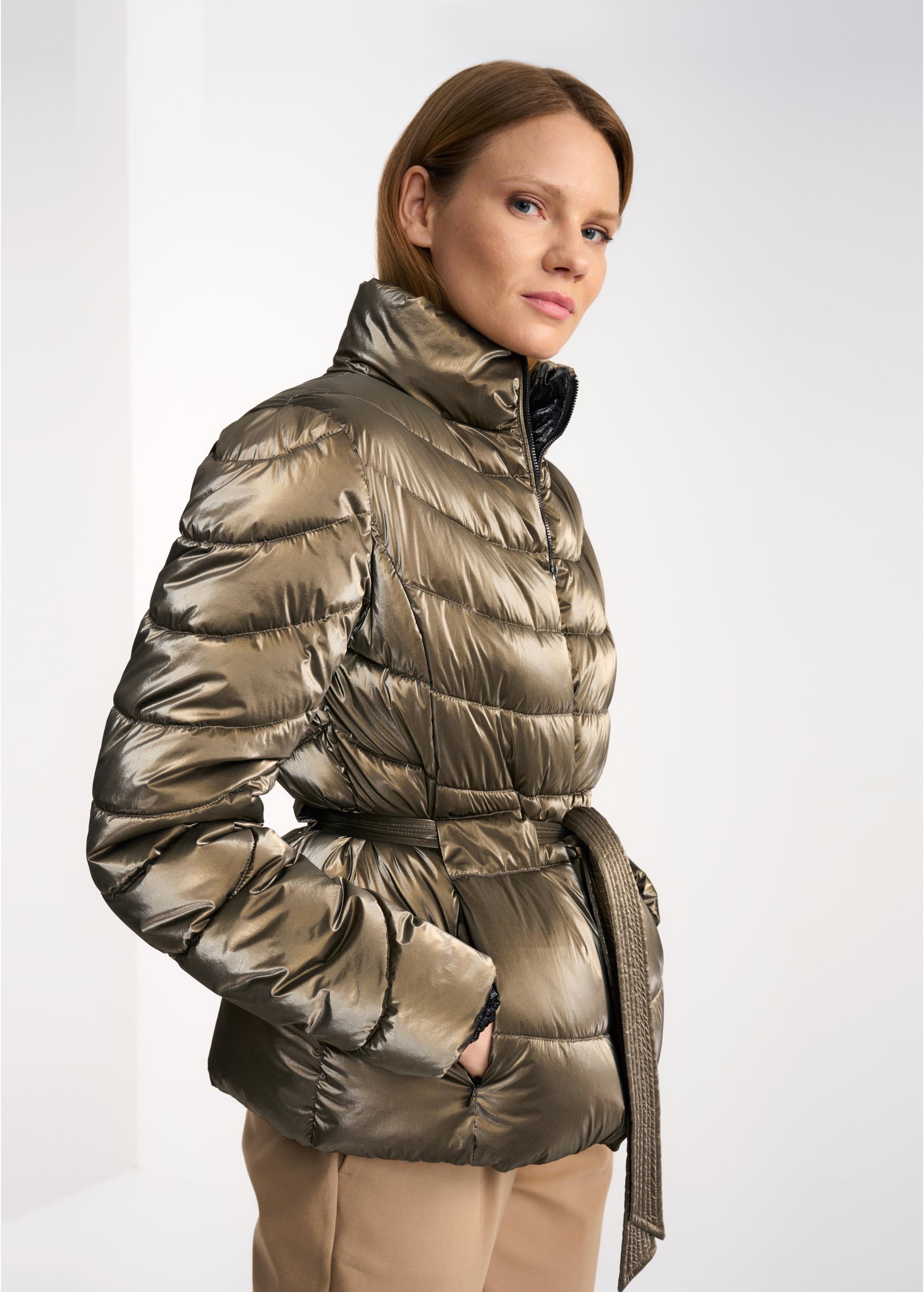 Women's quilted jacket with belt KURDT-0309-28(Z22)-02