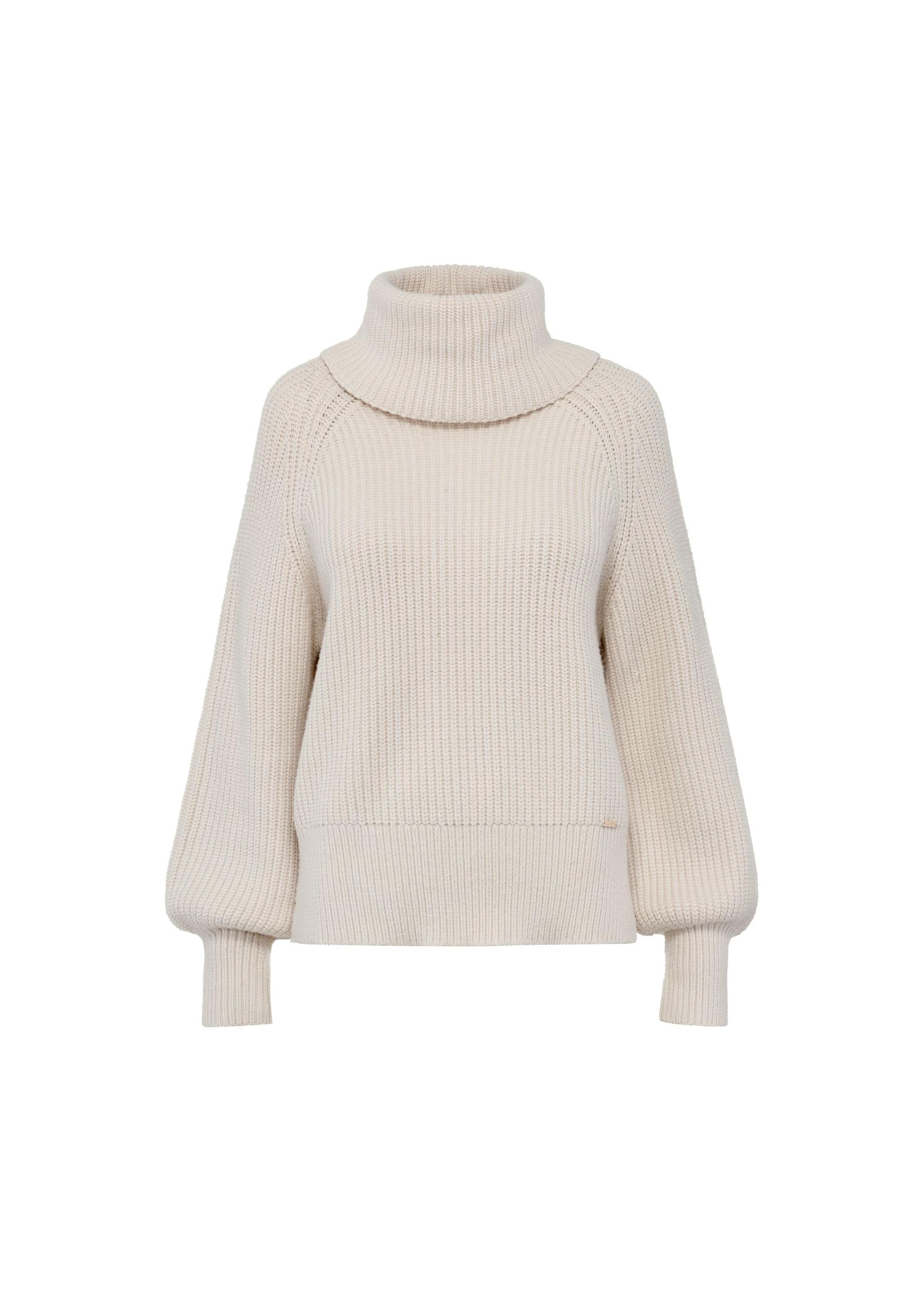 Beige women's turtleneck sweater SWEDT-0208-80(Z24)-04