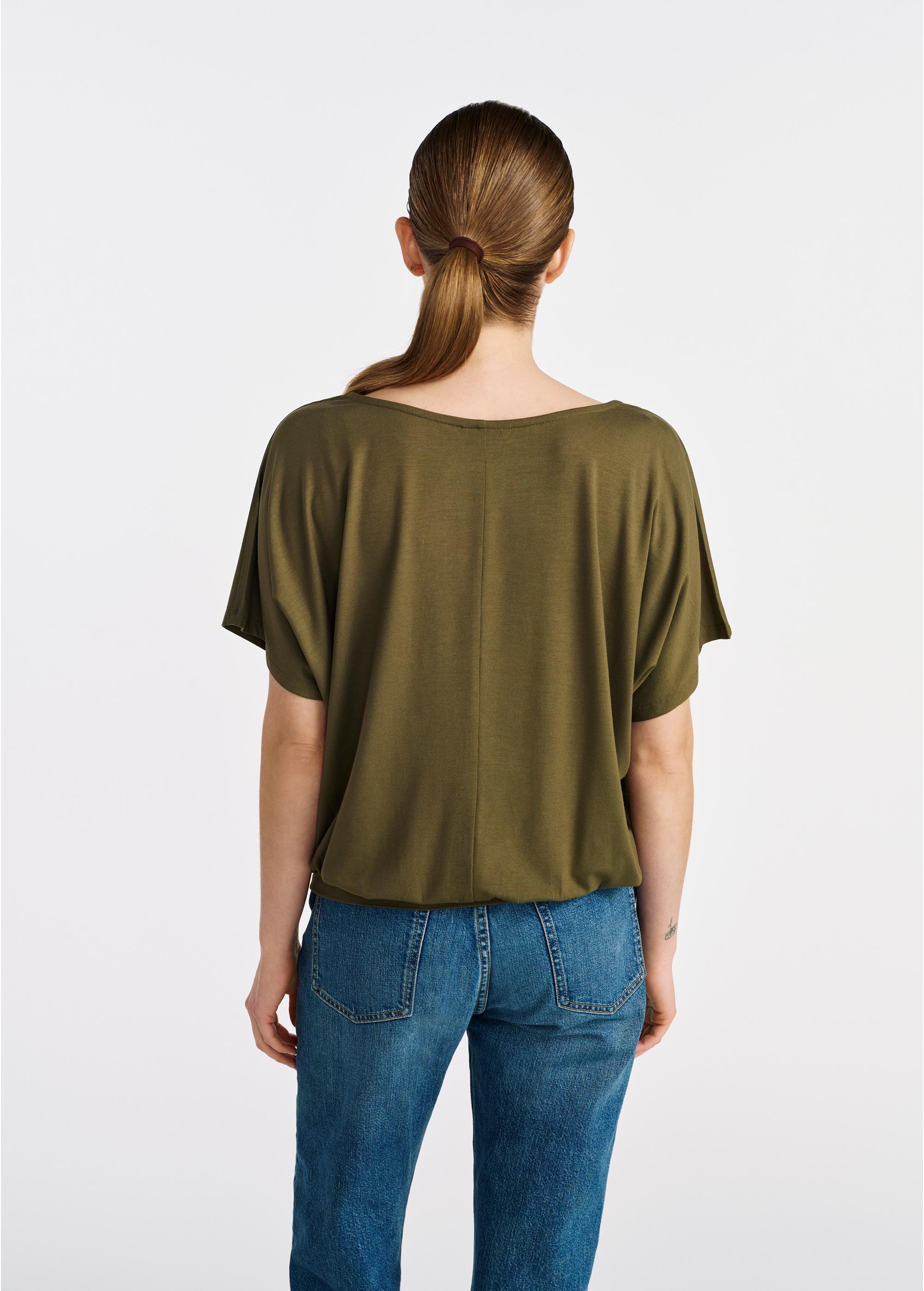 Khaki blouse with cuff for women BLUDT-0170-54(W25)-03