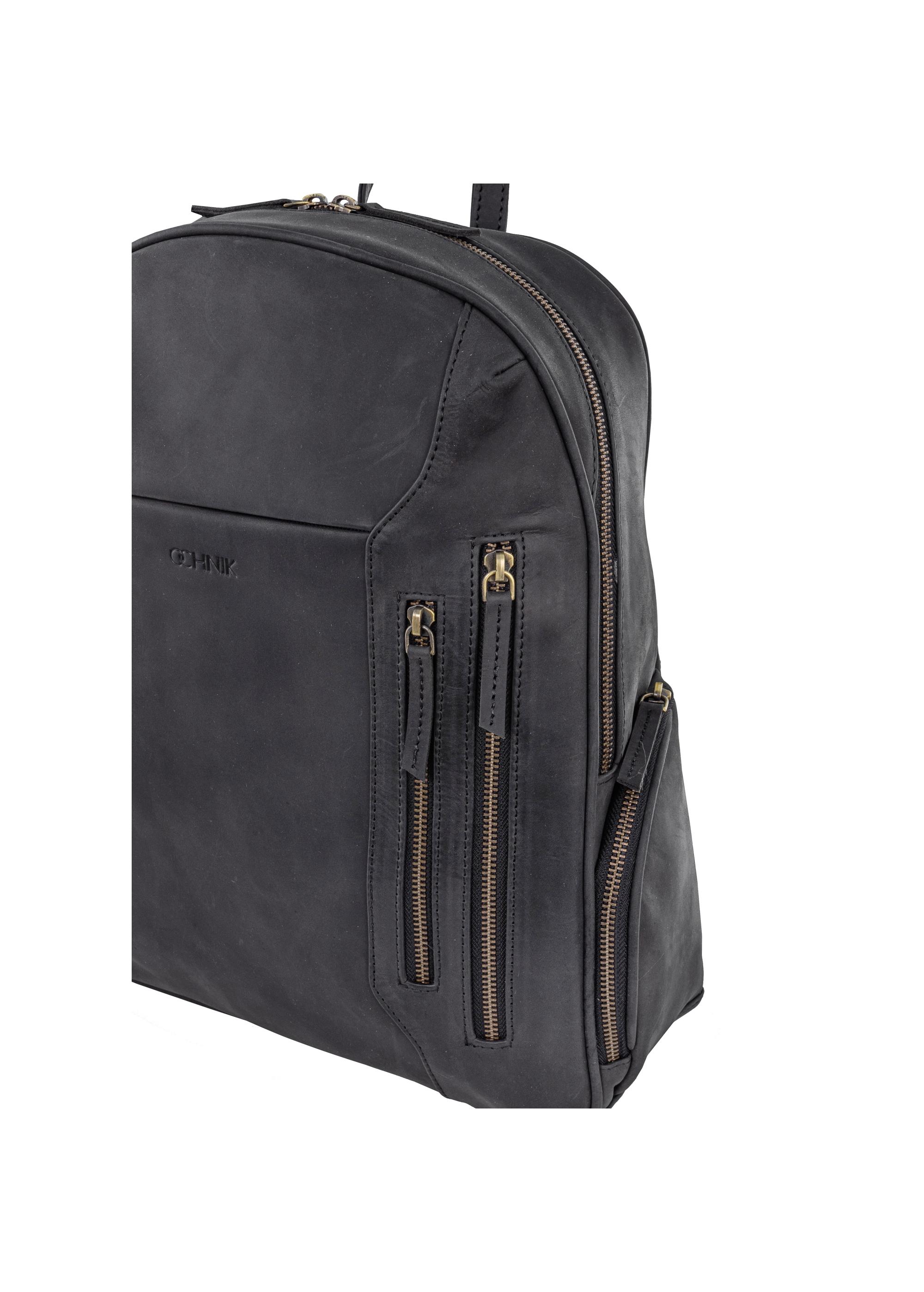 Black leather men's backpack TORMS-0300-99(W23)-06