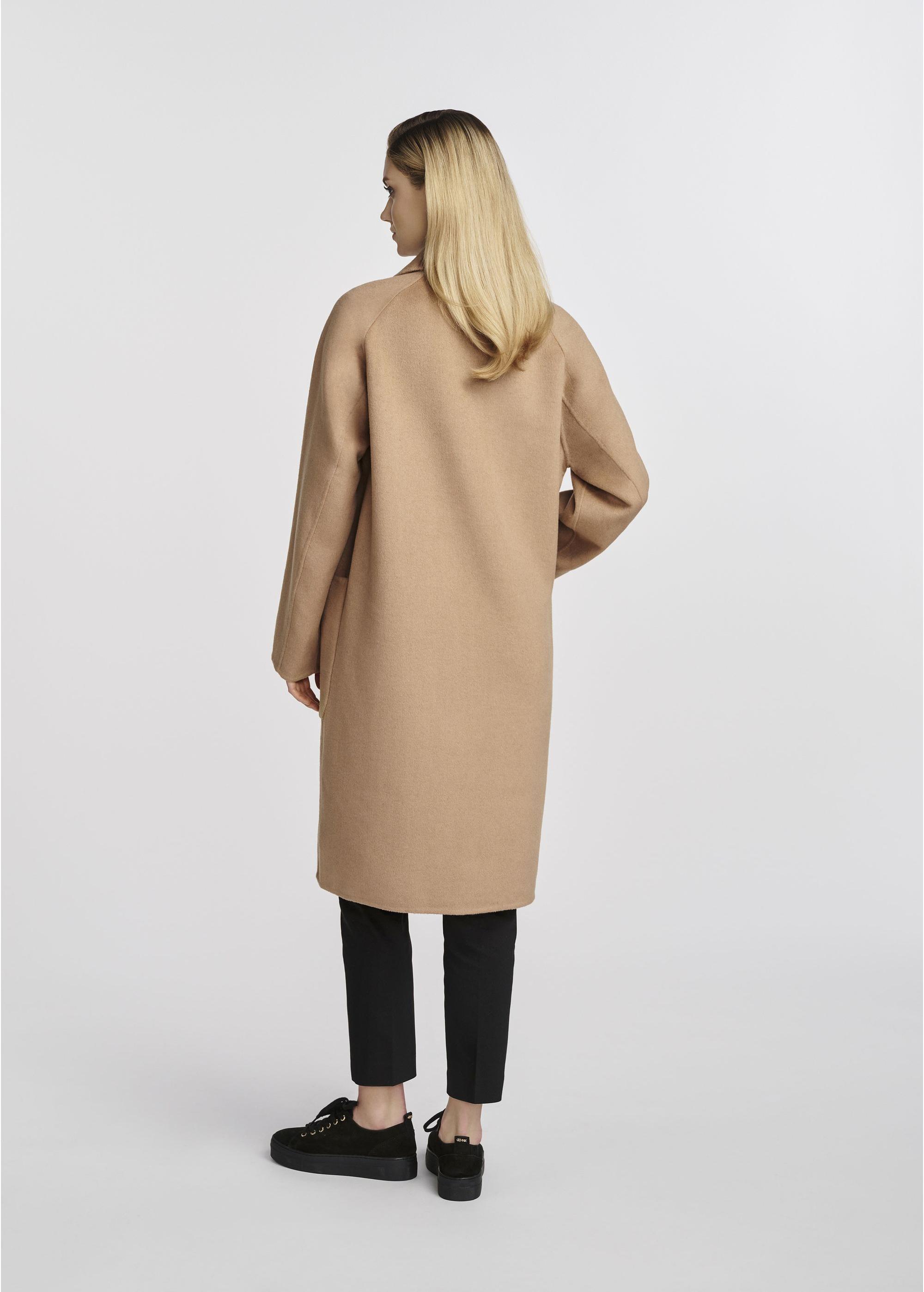 Women's camel coat PLADT-0060-24(W25)-03