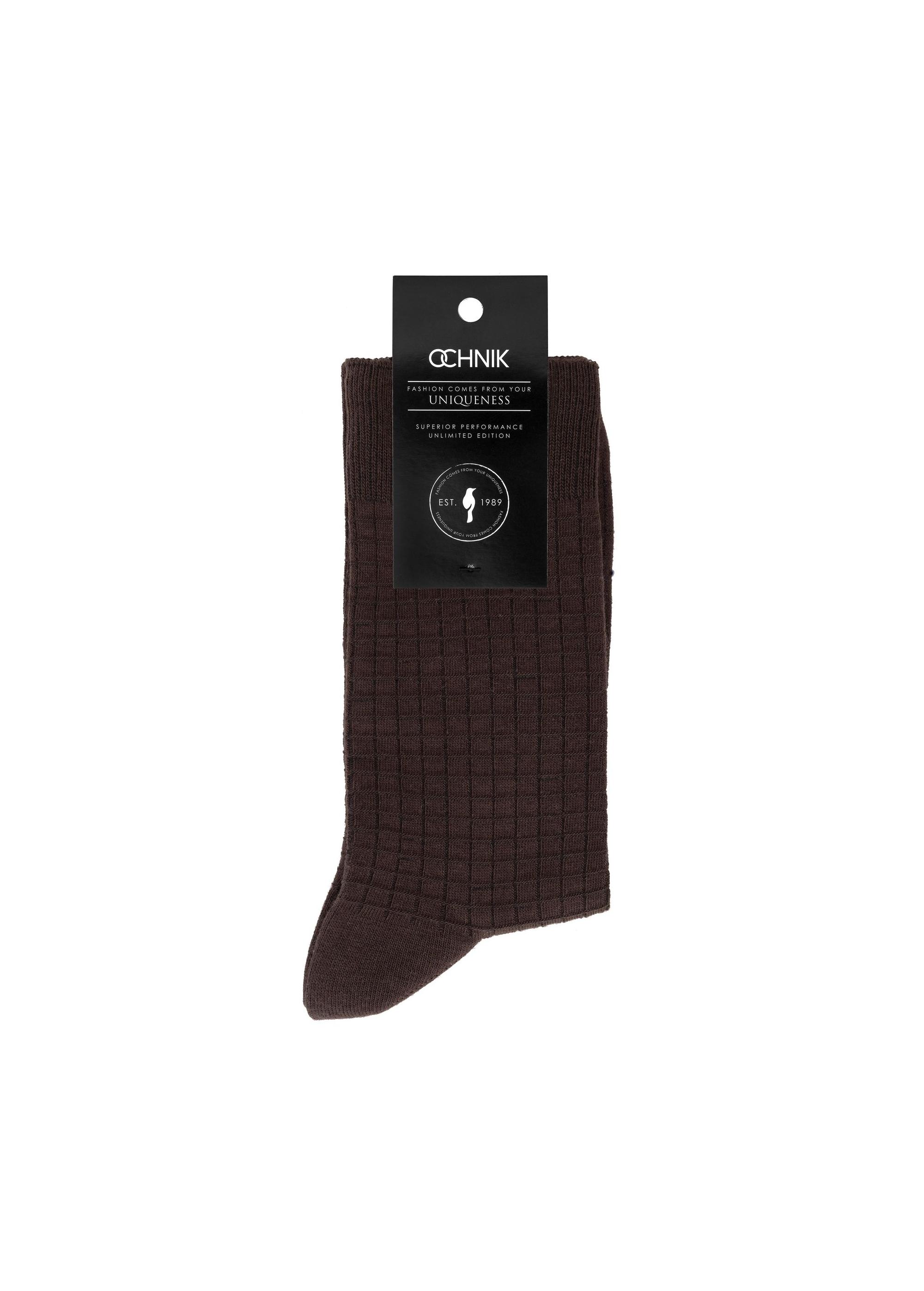 Long brown men's socks SKAMT-0178-89(Z23)-02