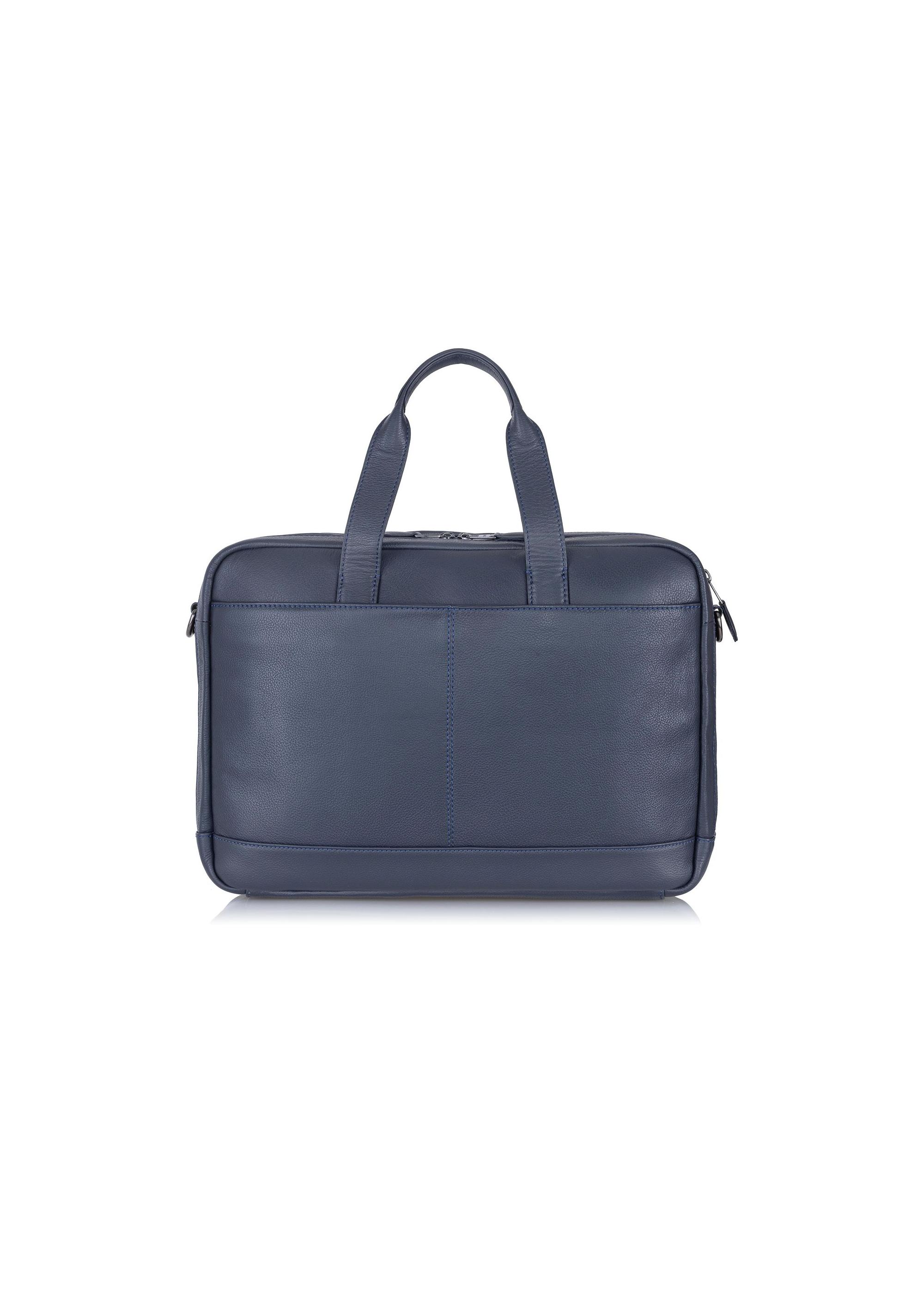 Capacious navy blue leather men's bag TORMS-0015A-69(W24)-04