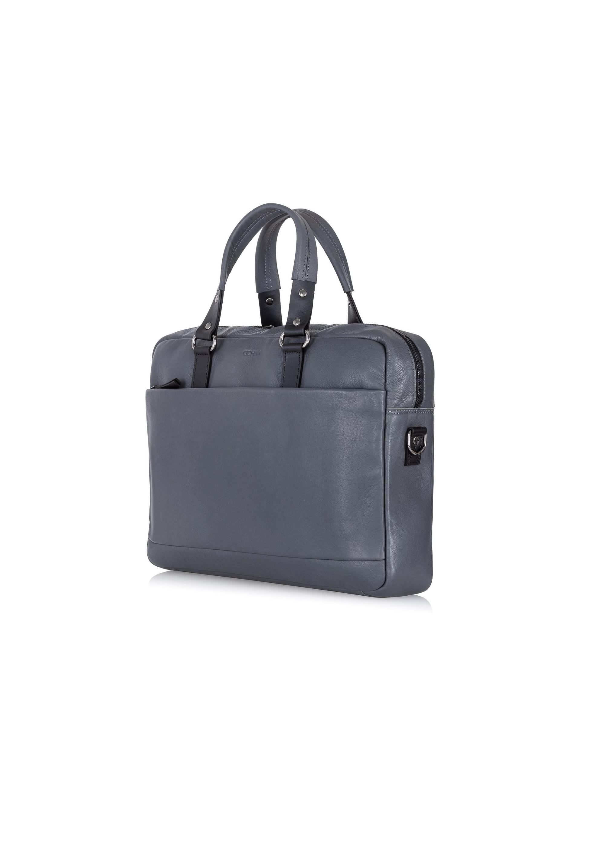 Grey men's leather business bag TORMS-0406-95(Z23)-02