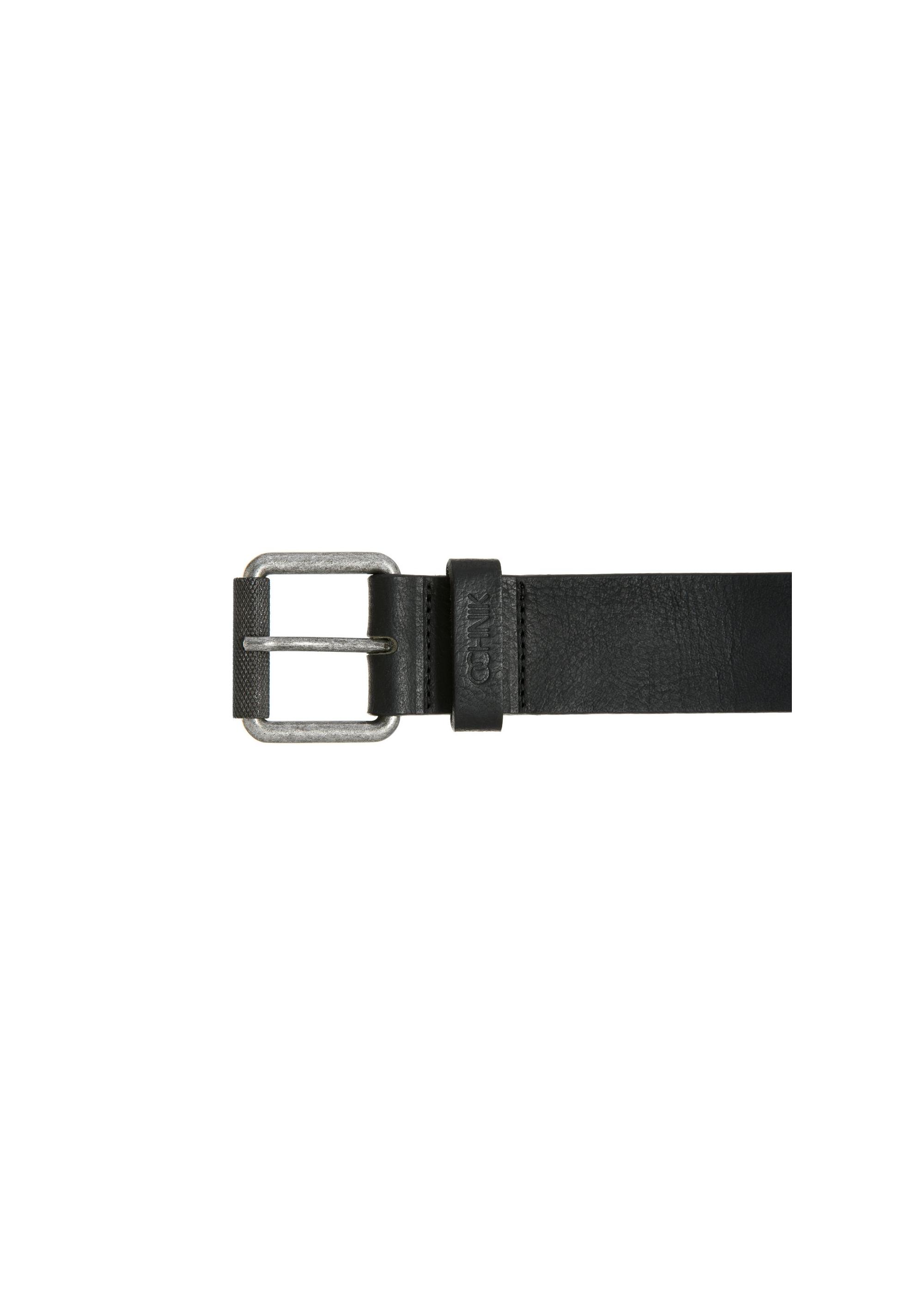 Black leather men's belt PASMS-0251-99(W24)-03