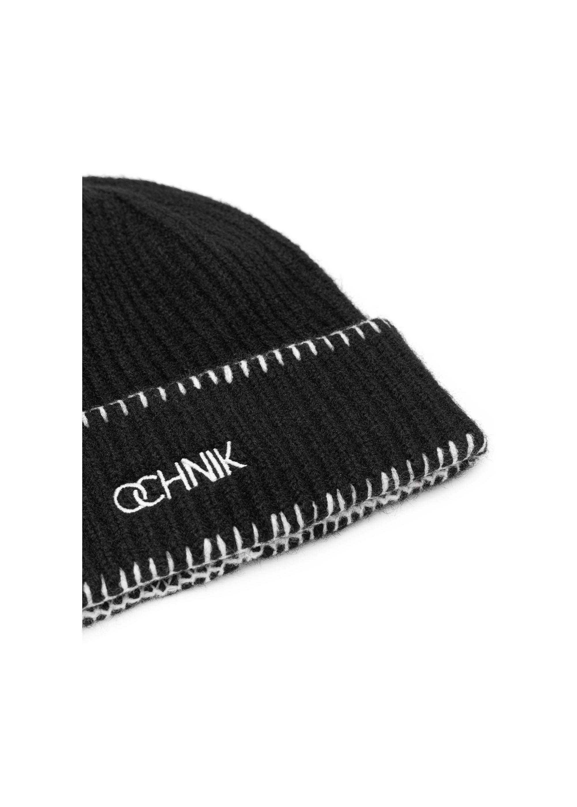 Black women's winter hat with logo CZADT-0183-99(Z24)-03