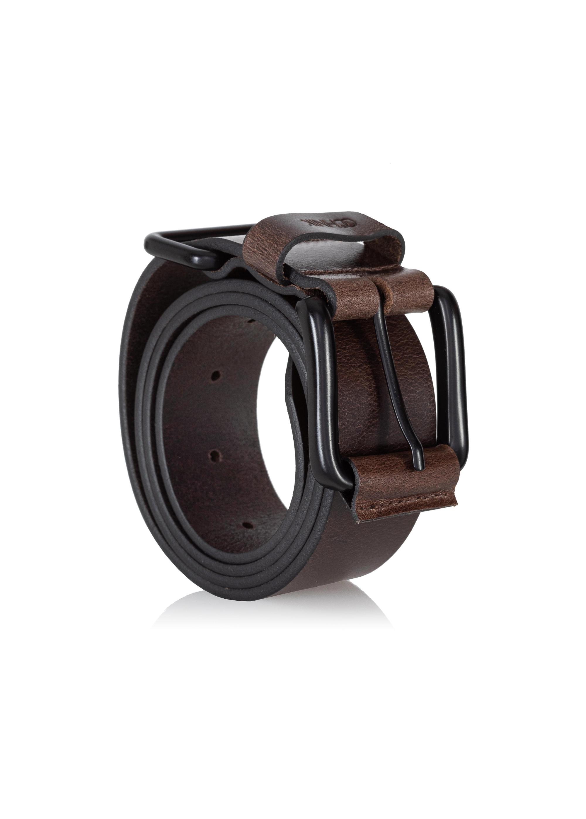 Dark brown leather men's belt PASMS-0241-89(Z24)-02