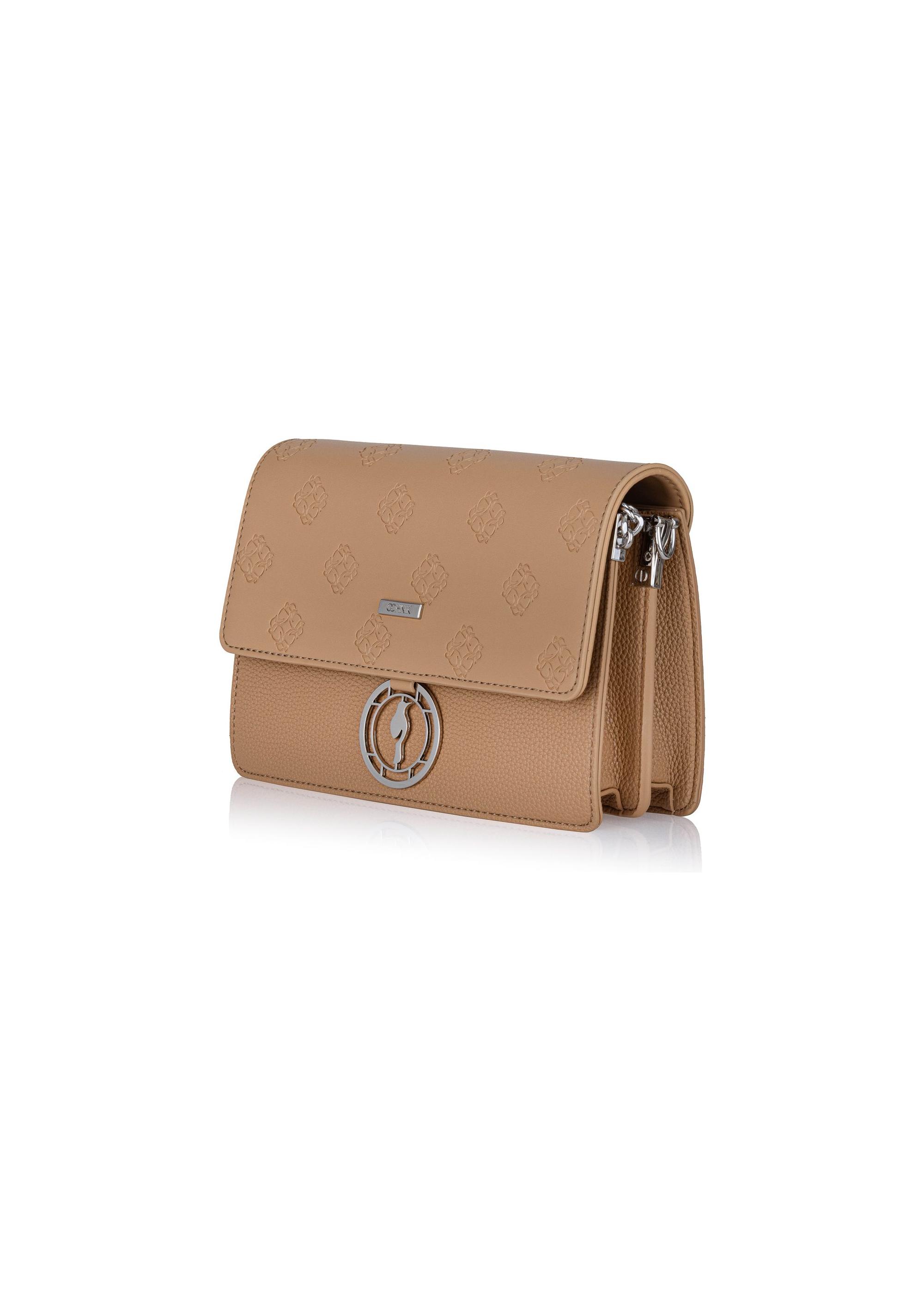 Light brown women's handbag with monogram TOREC-0536A-80(Z24)-03