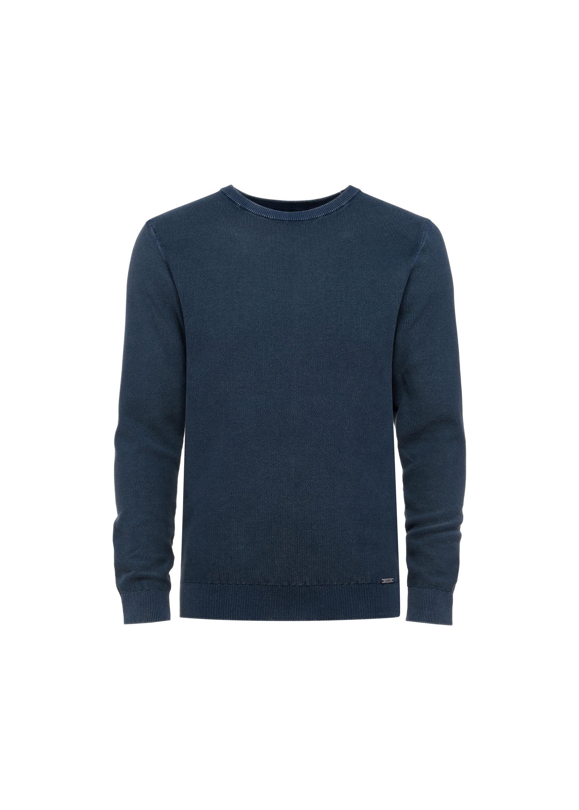 Navy blue men's cotton sweater SWEMT-0161-69(W25)