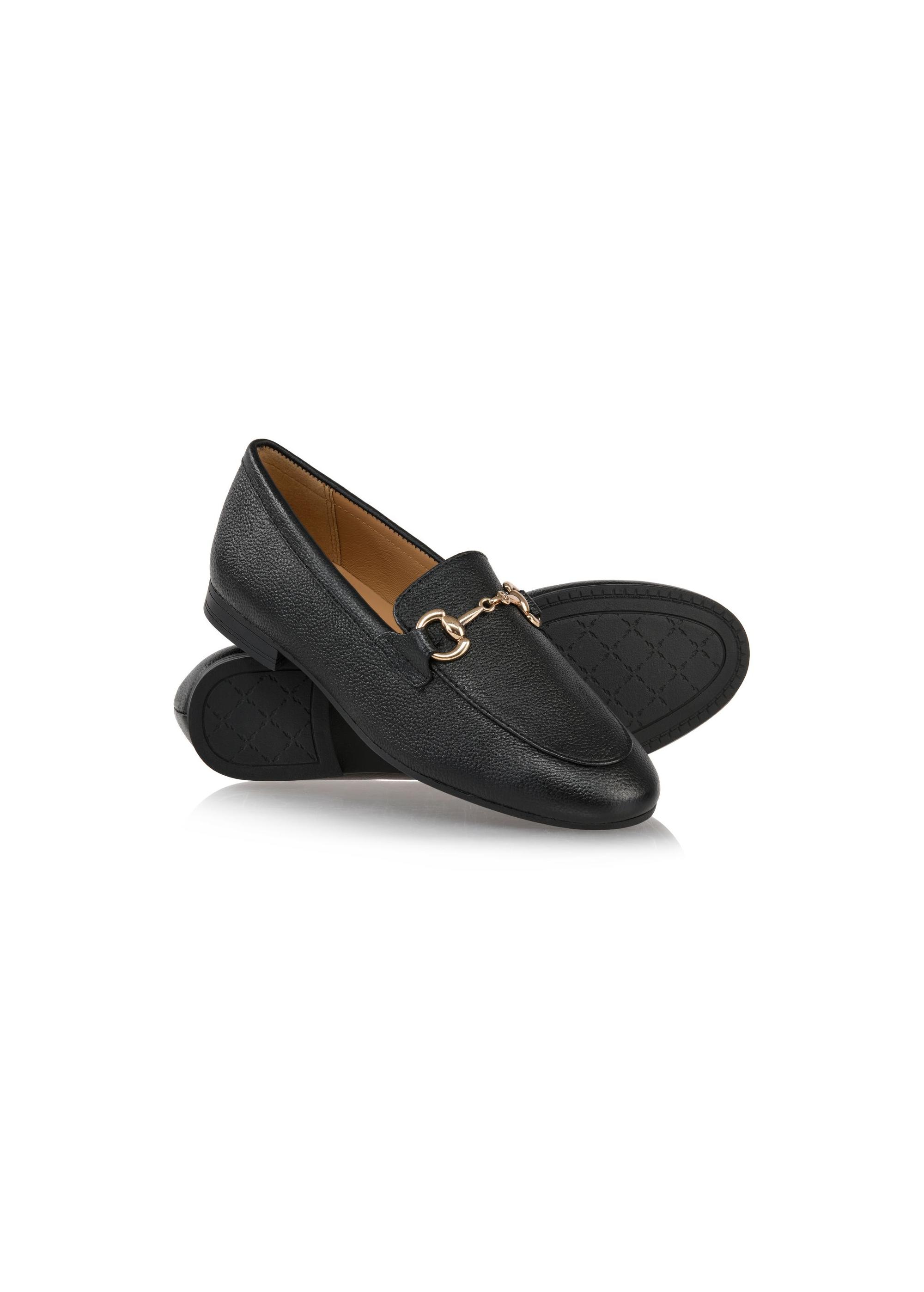 Black leather women's loafers BUTYD-1105-99(Z24)-05