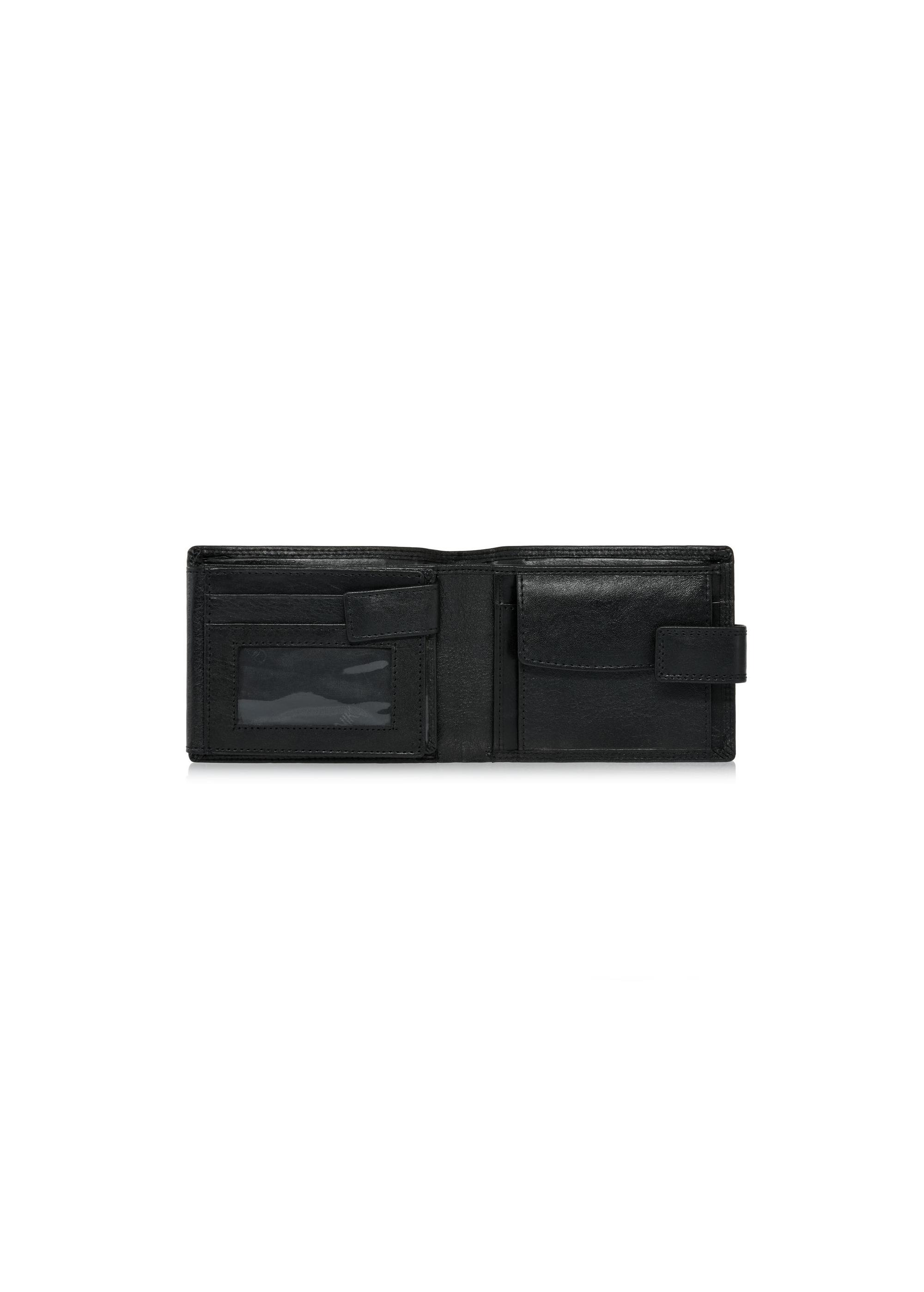 Men's black leather clasp wallet PORMS-0606-99(W24)-04