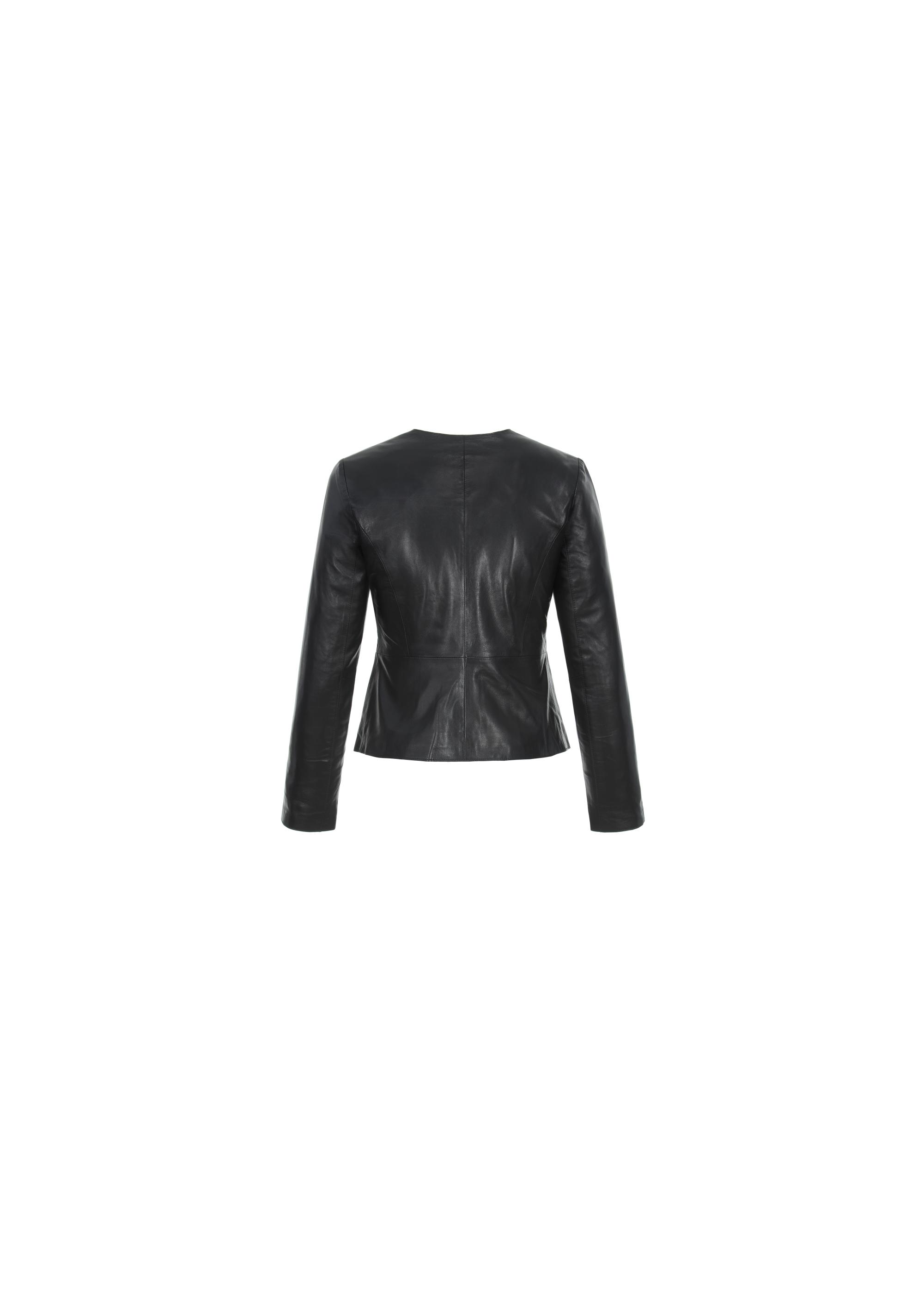 Women's classic black leather jacket KURDS-0232-4229(Z23)-04