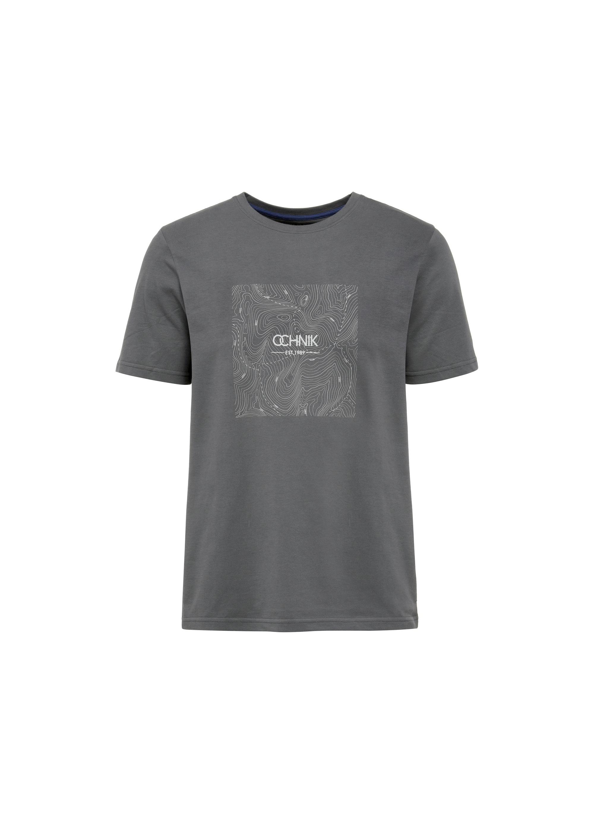 Gray men's T-shirt with print TSHMT-0127-96(W25)