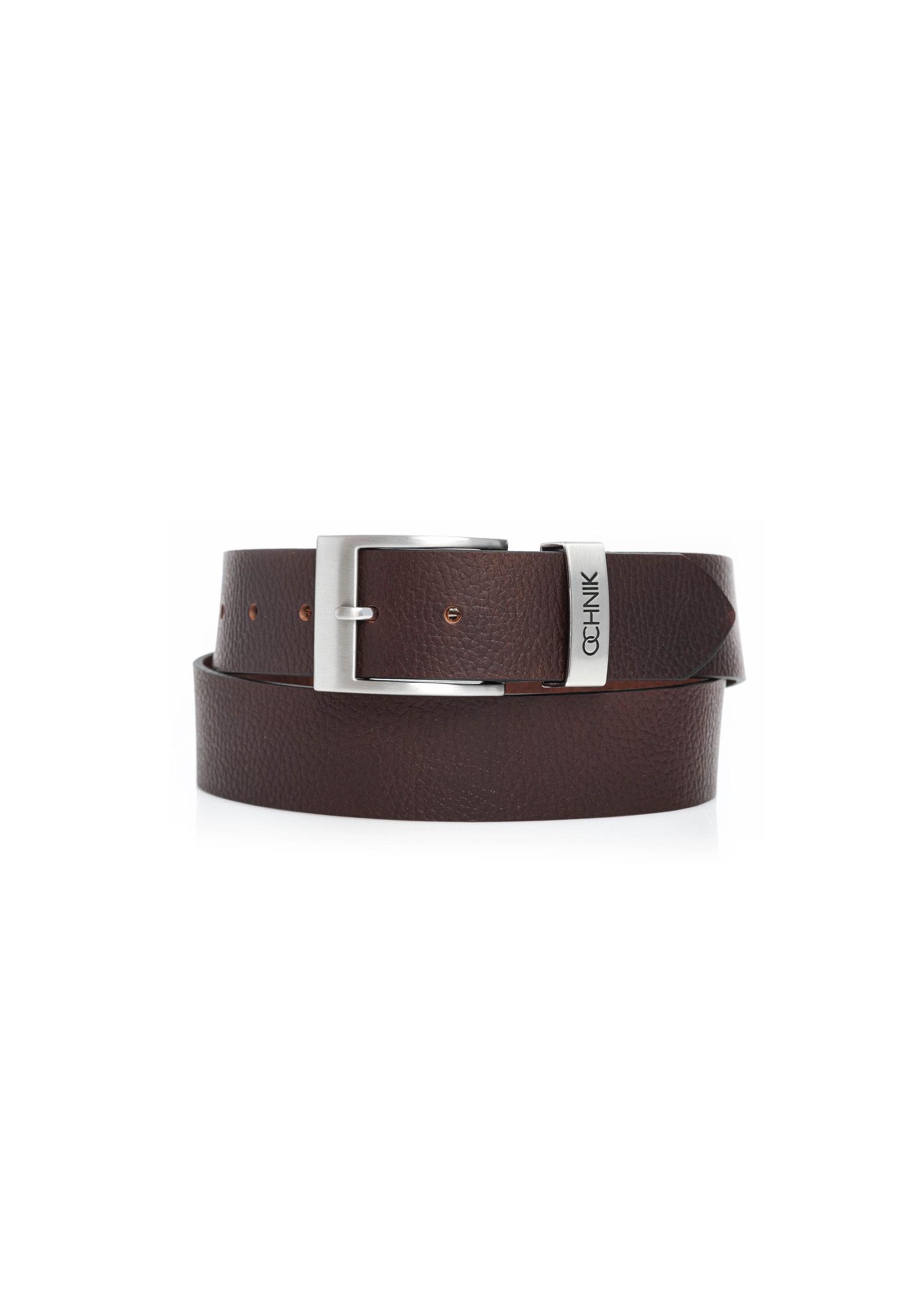 Brown leather men's belt PASMS-0127D-90(Z24)