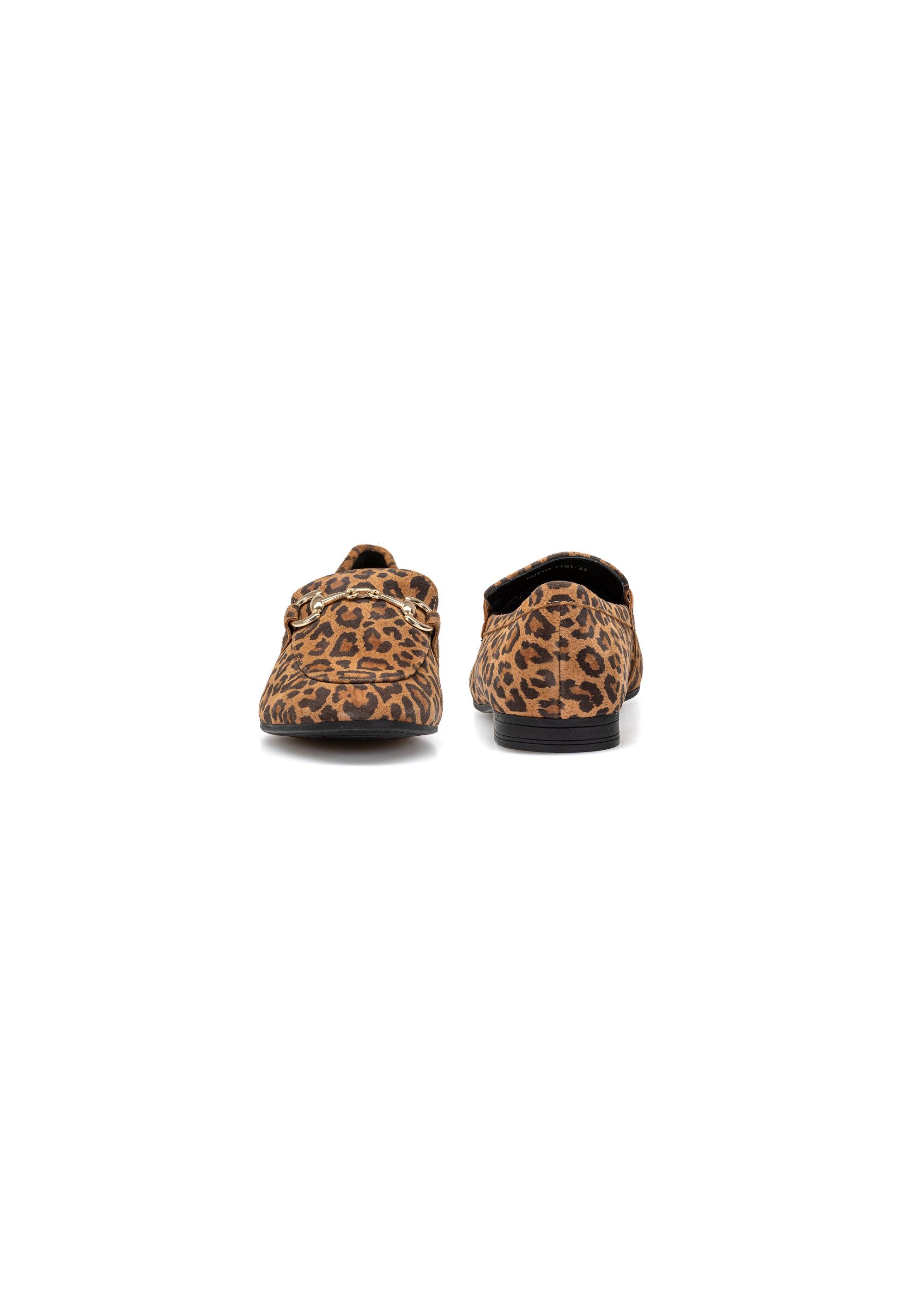 Women's leather loafers in leopard print BUTYD-1181-86(W25)-04