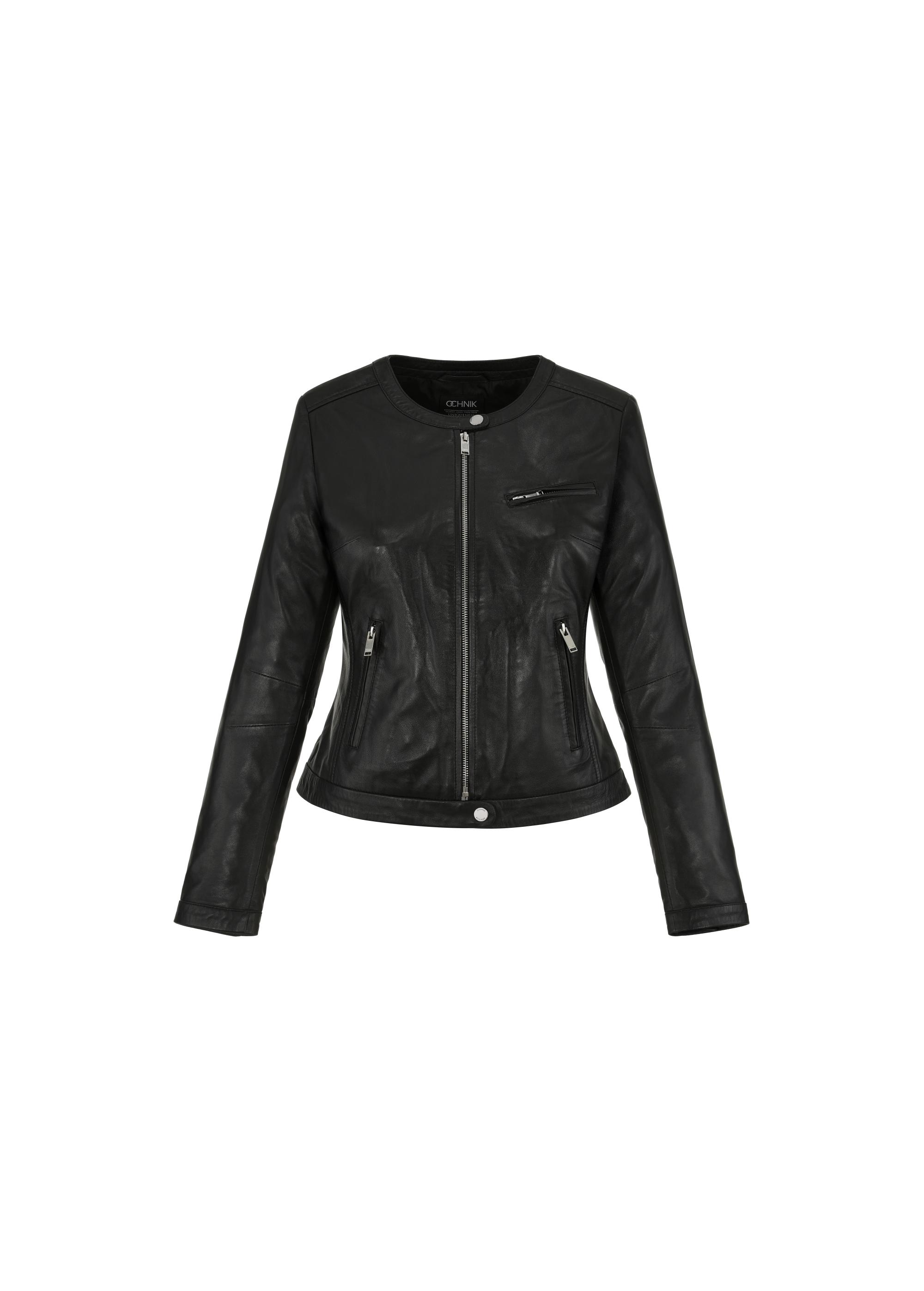 Women's black leather jacket KURDS-0154-1386(W24)-03