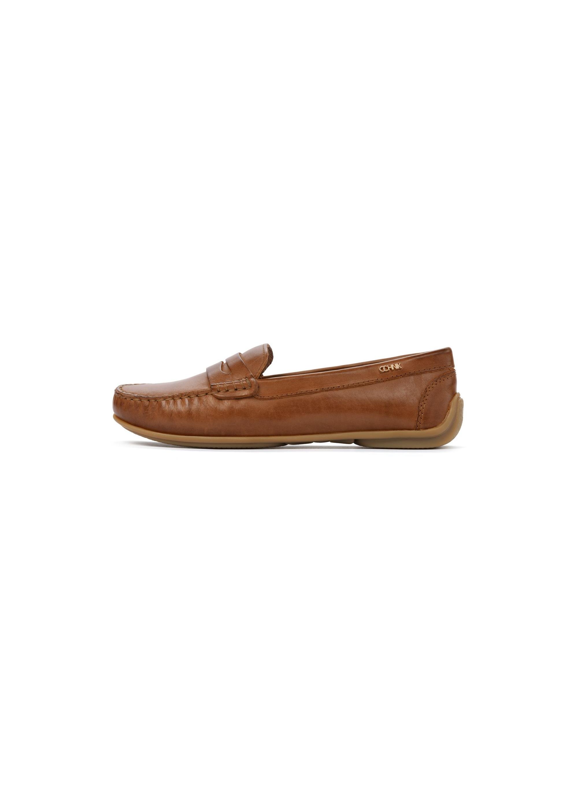 Brown leather women's loafers BUTYD-1054A-24(W25)-02