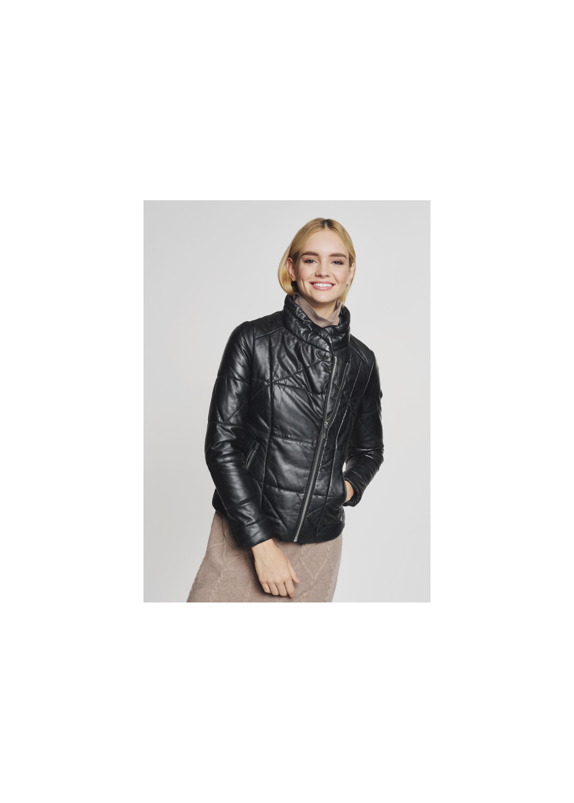 Women's quilted leather jacket KURDS-0279-4505(Z21)-01