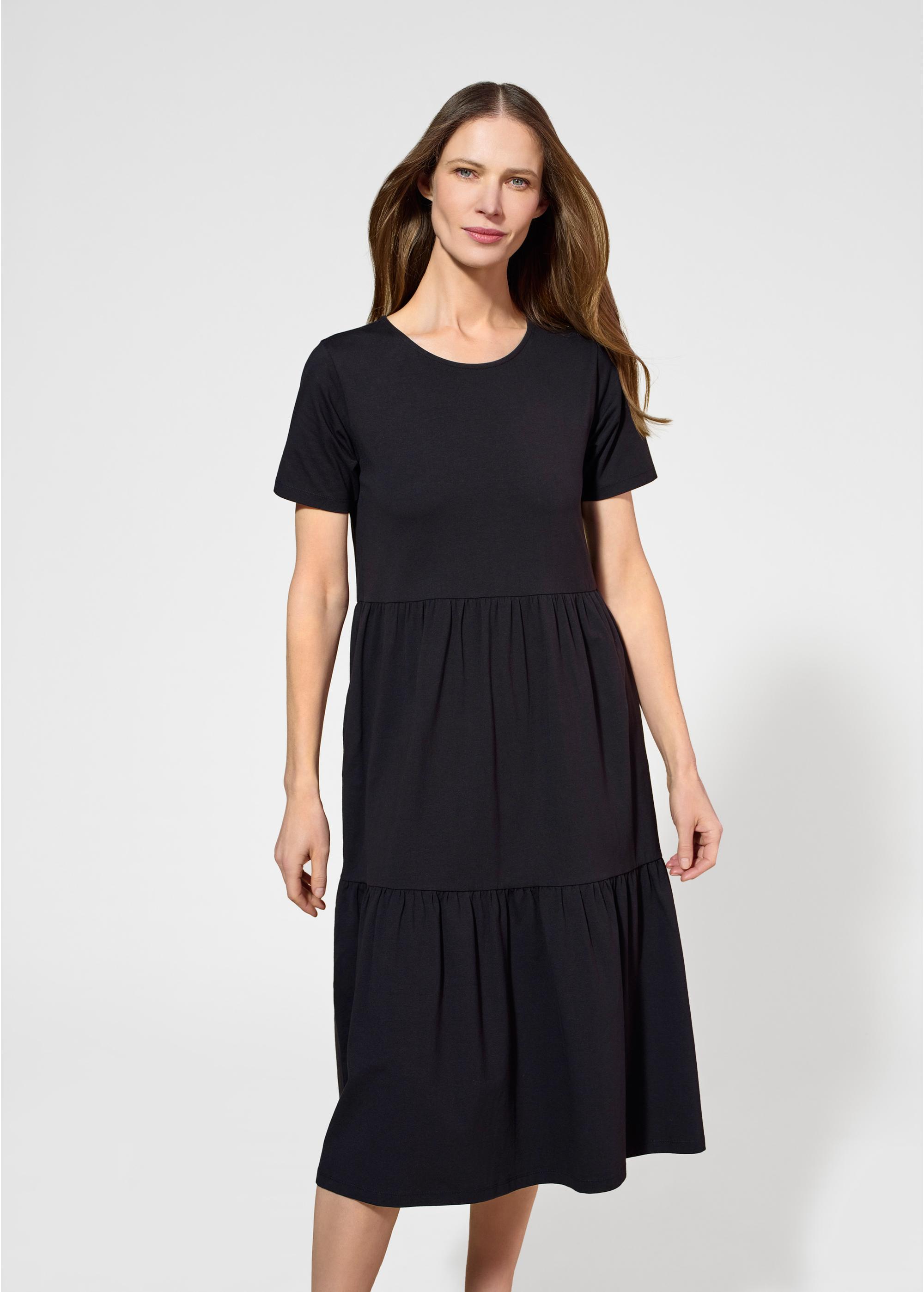 Cotton black mid-calf dress SUKDT-0223-99(W25)-02